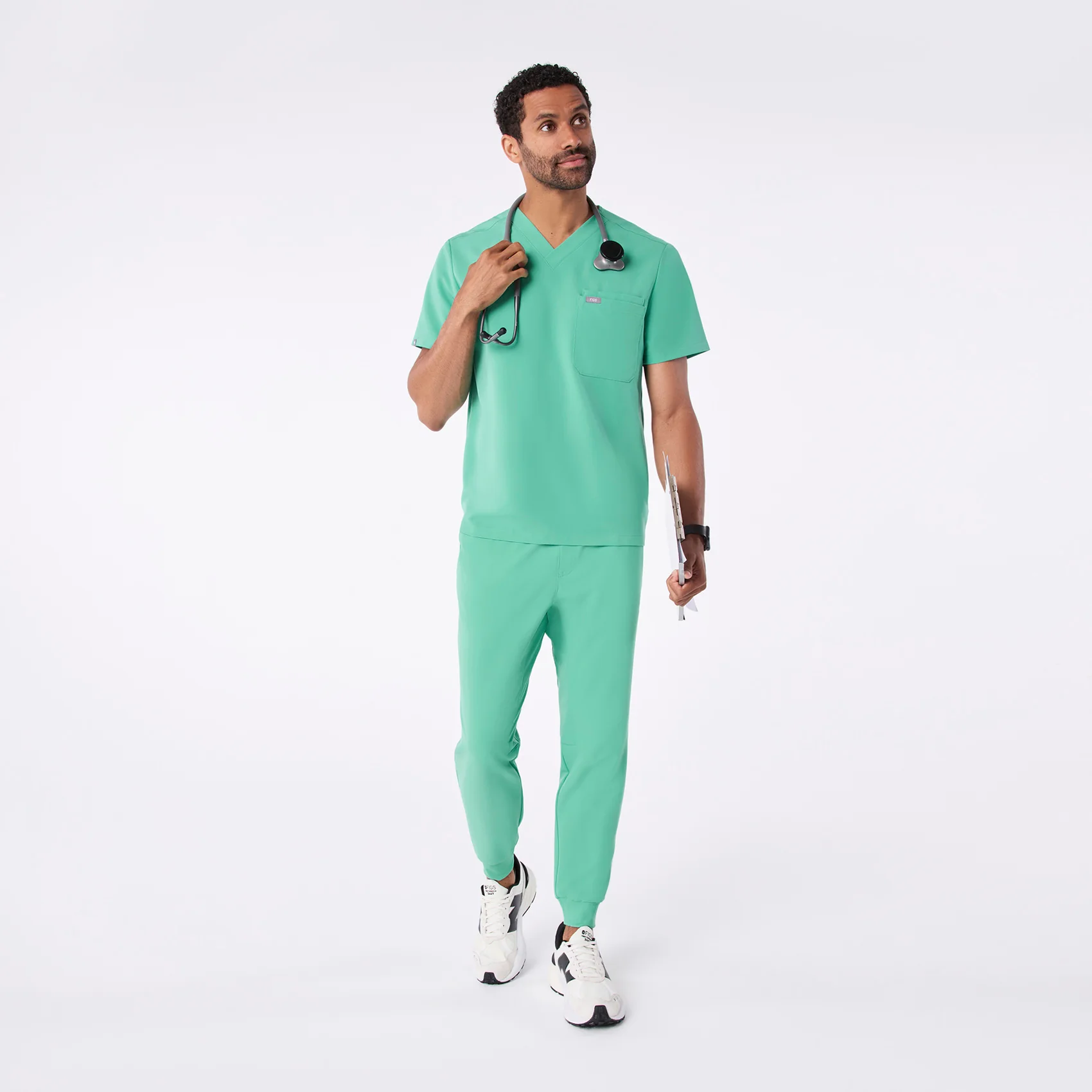 men's Surgical Green Leon - Three-Pocket Scrub Top™ - Image 2