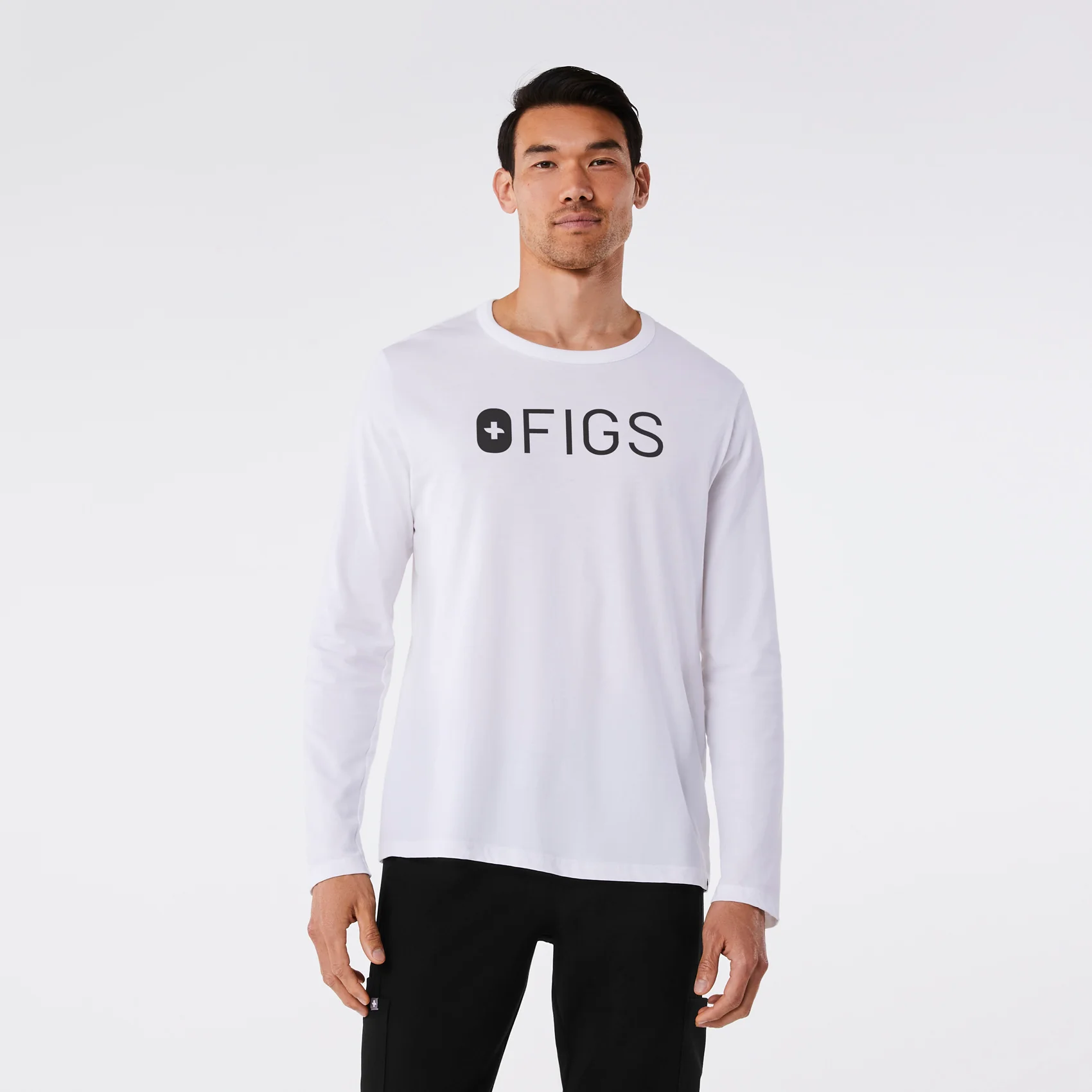 men's Bright White FIGS Logo - Supersoft Longsleeve Underscrub