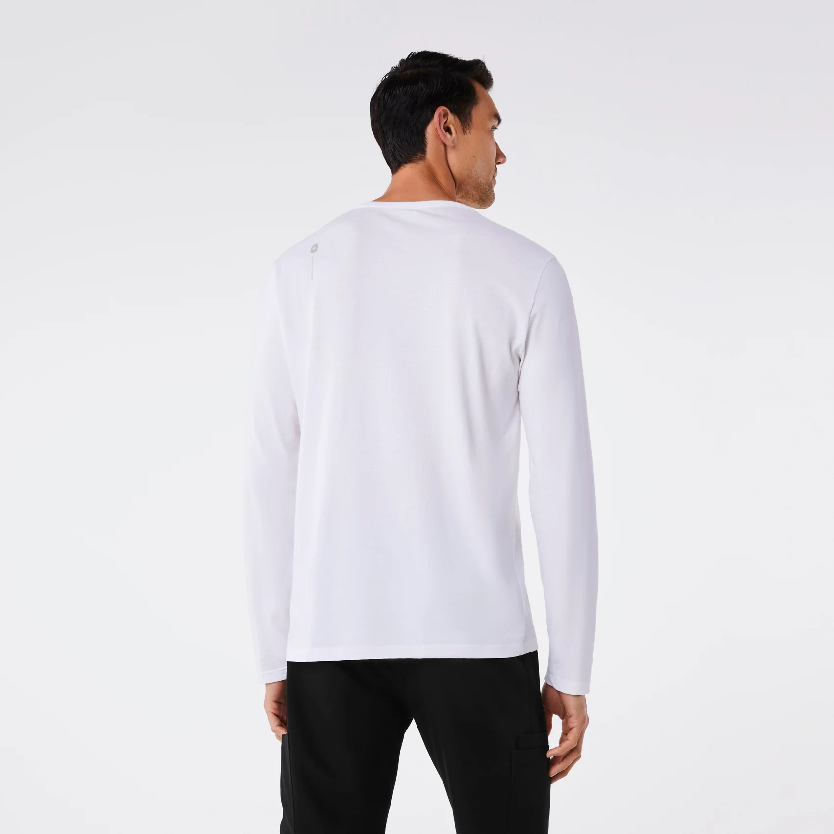 men's Bright White FIGS Logo - Supersoft Longsleeve Underscrub - Image 5