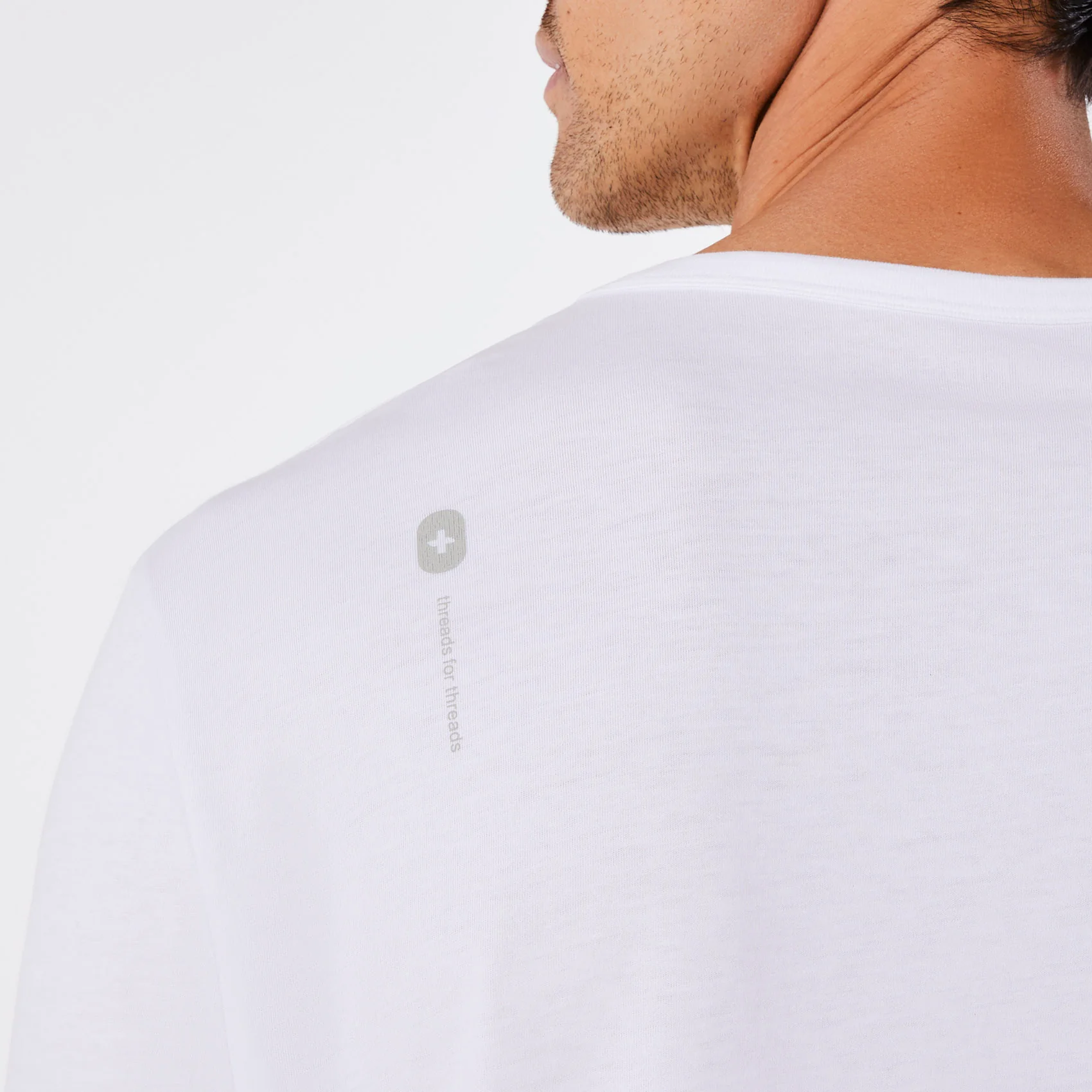 men's Bright White FIGS Logo - Supersoft Longsleeve Underscrub - Image 6