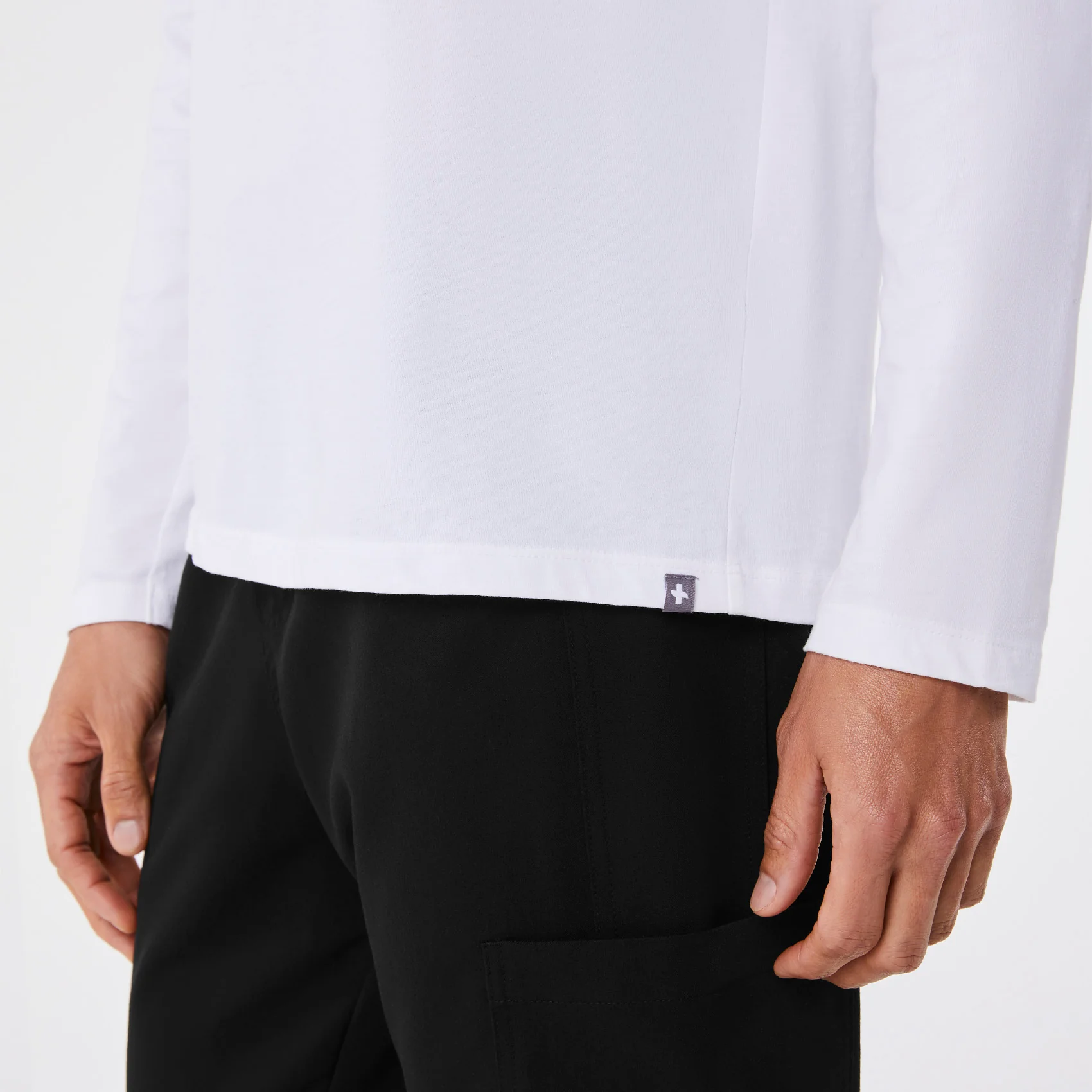men's Bright White FIGS Logo - Supersoft Longsleeve Underscrub - Image 7