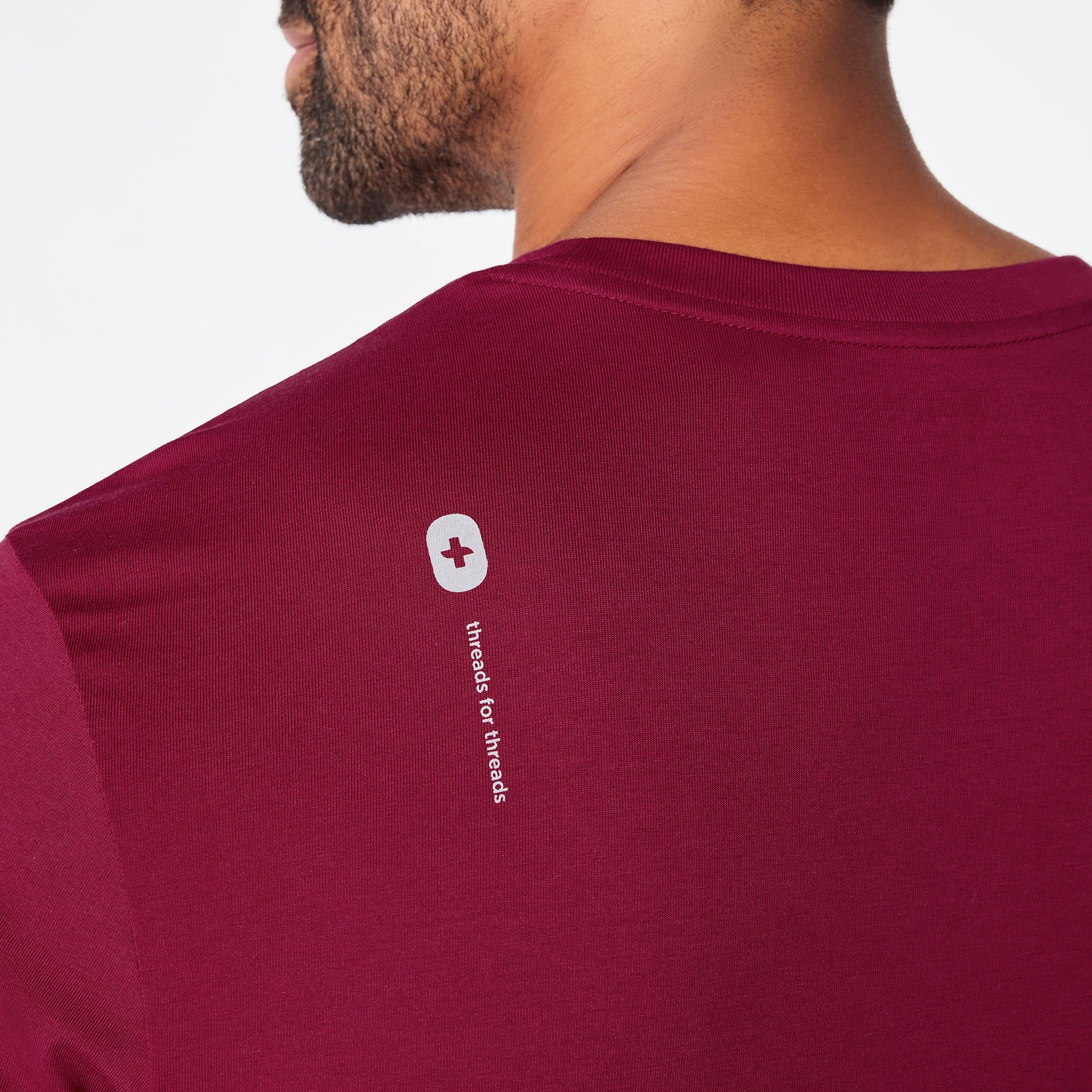 men's Deep Cranberry FIGS Logo Supersoft - Longsleeve Underscrub - Image 4