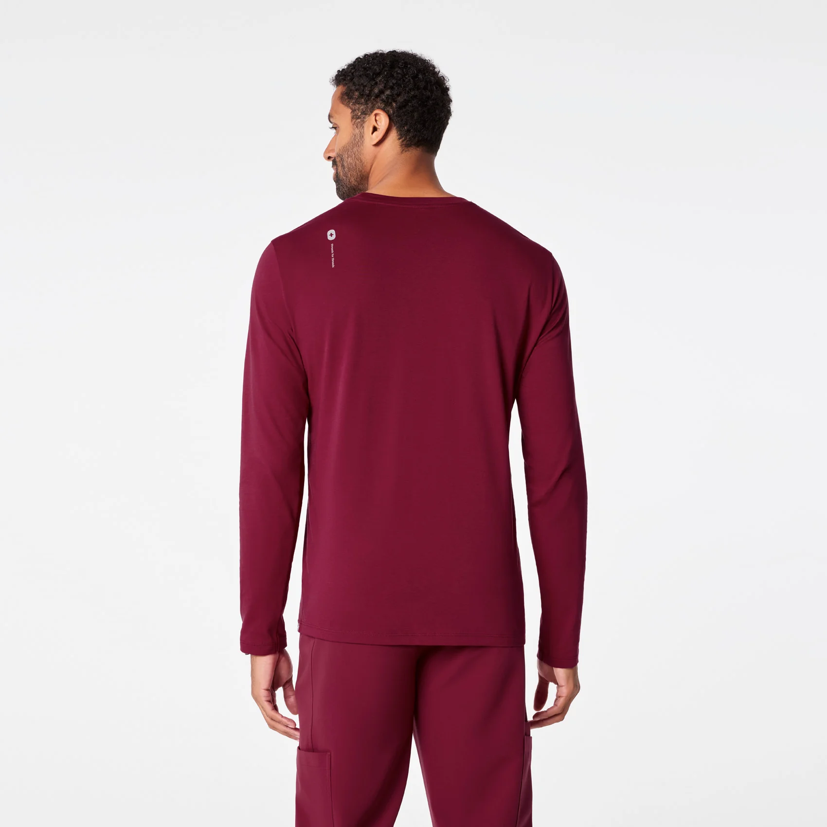 men's Deep Cranberry FIGS Logo Supersoft - Longsleeve Underscrub - Image 6