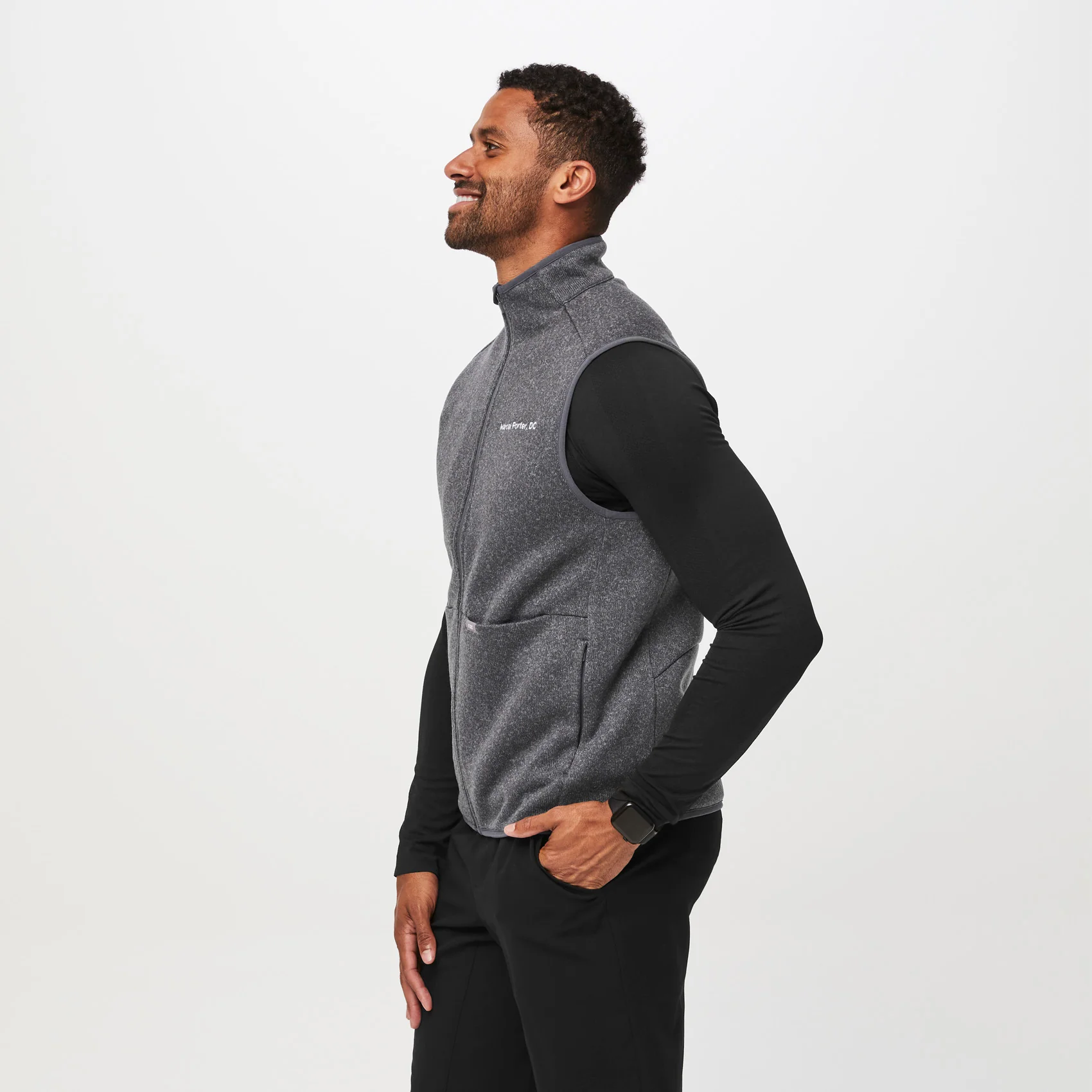 men's Heathered Dark Charcoal On-Shift™ Sweater Knit Vest - Image 3