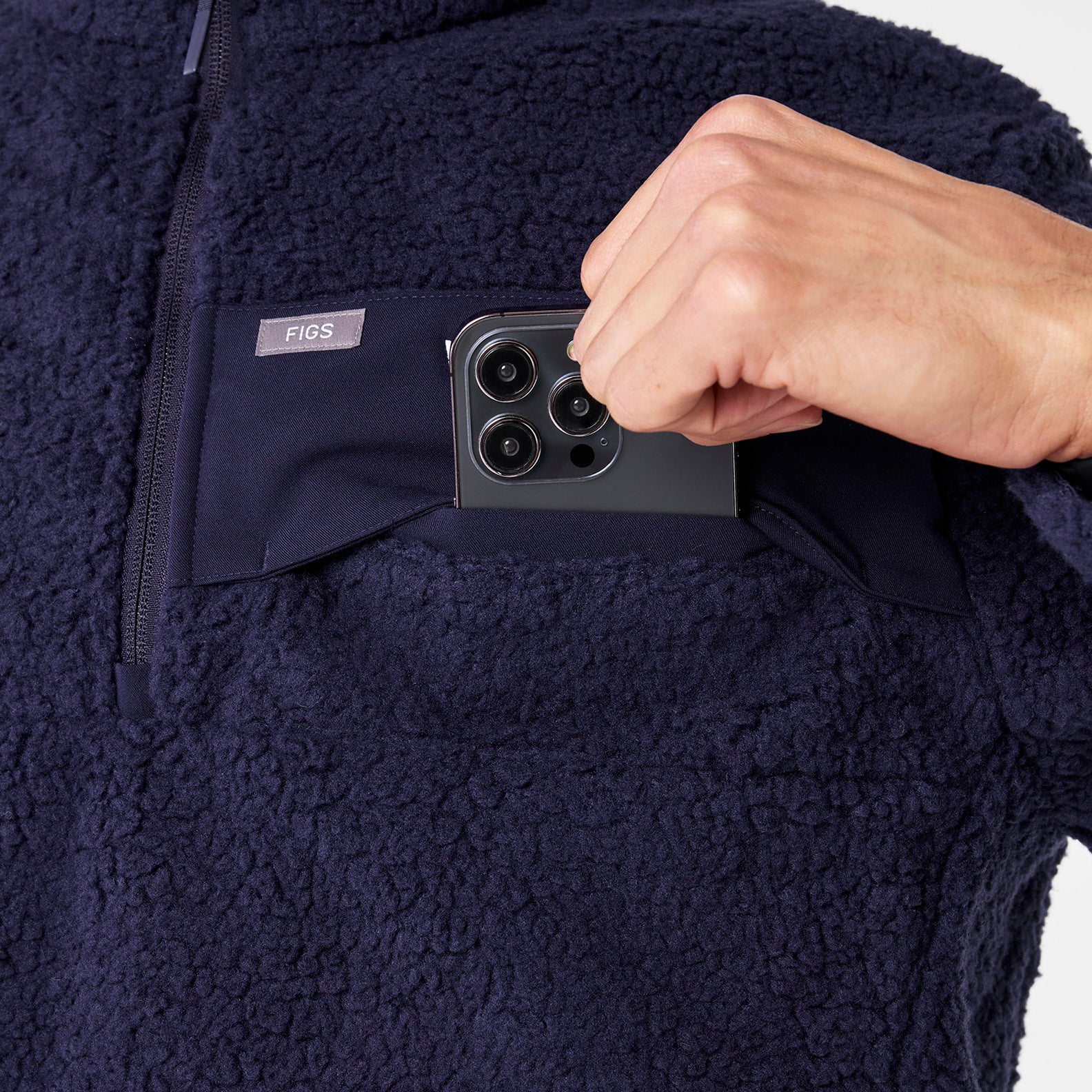 men's Navy On-Shift High Pile - Fleece Pullover Jacket™ - Image 8