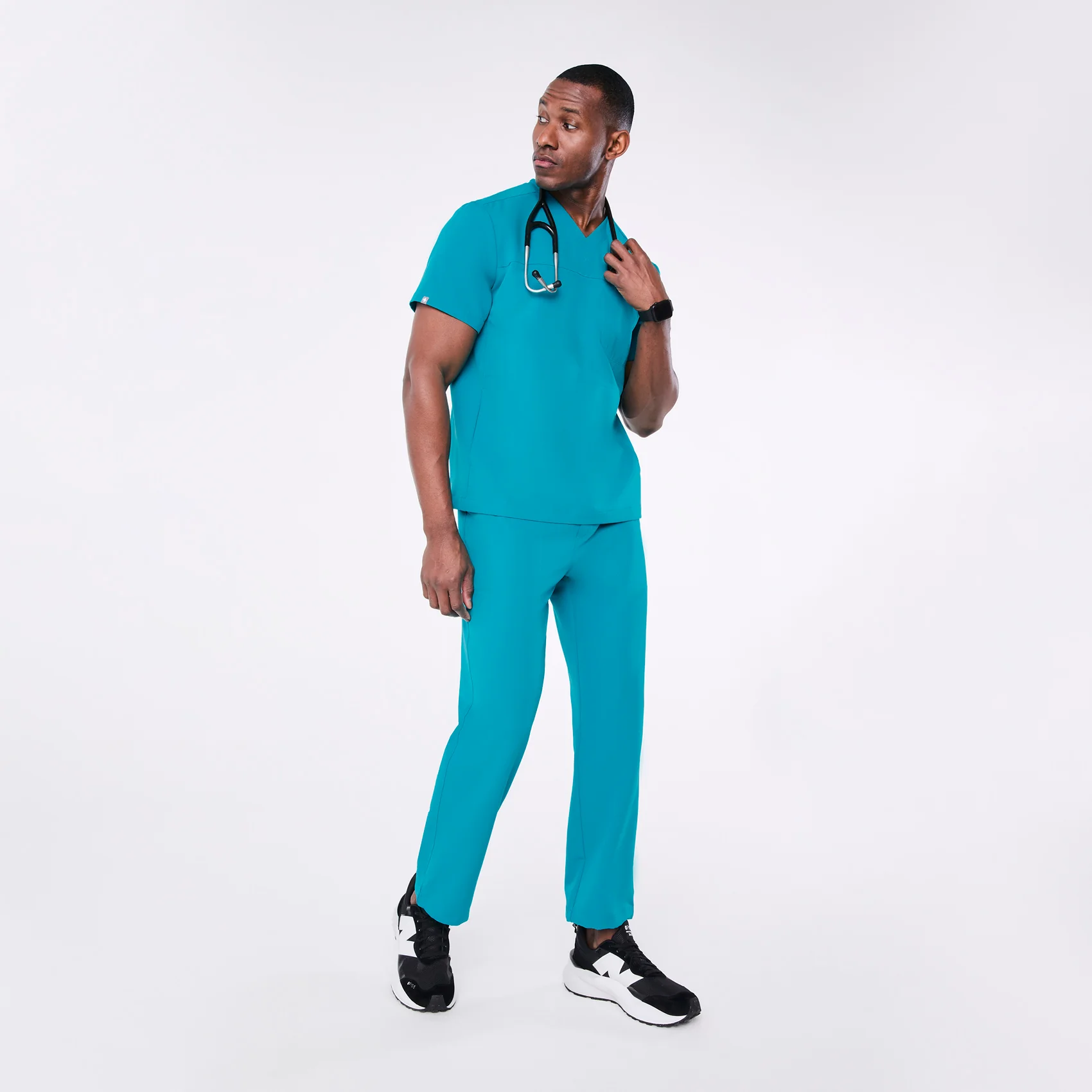 men's Teal Howard V-Neck - Scrub Top - Image 2
