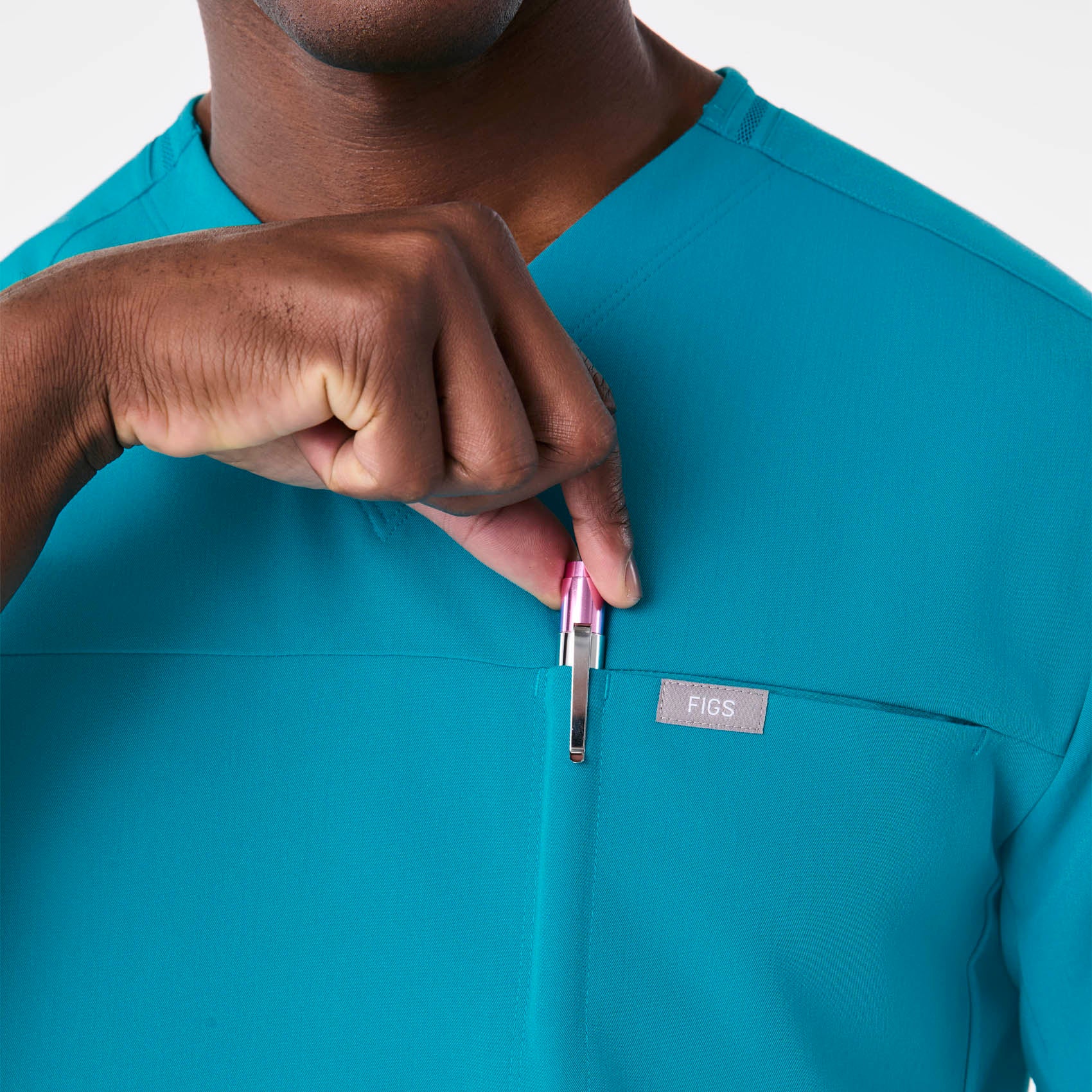 men's Teal Howard V-Neck - Scrub Top - Image 7