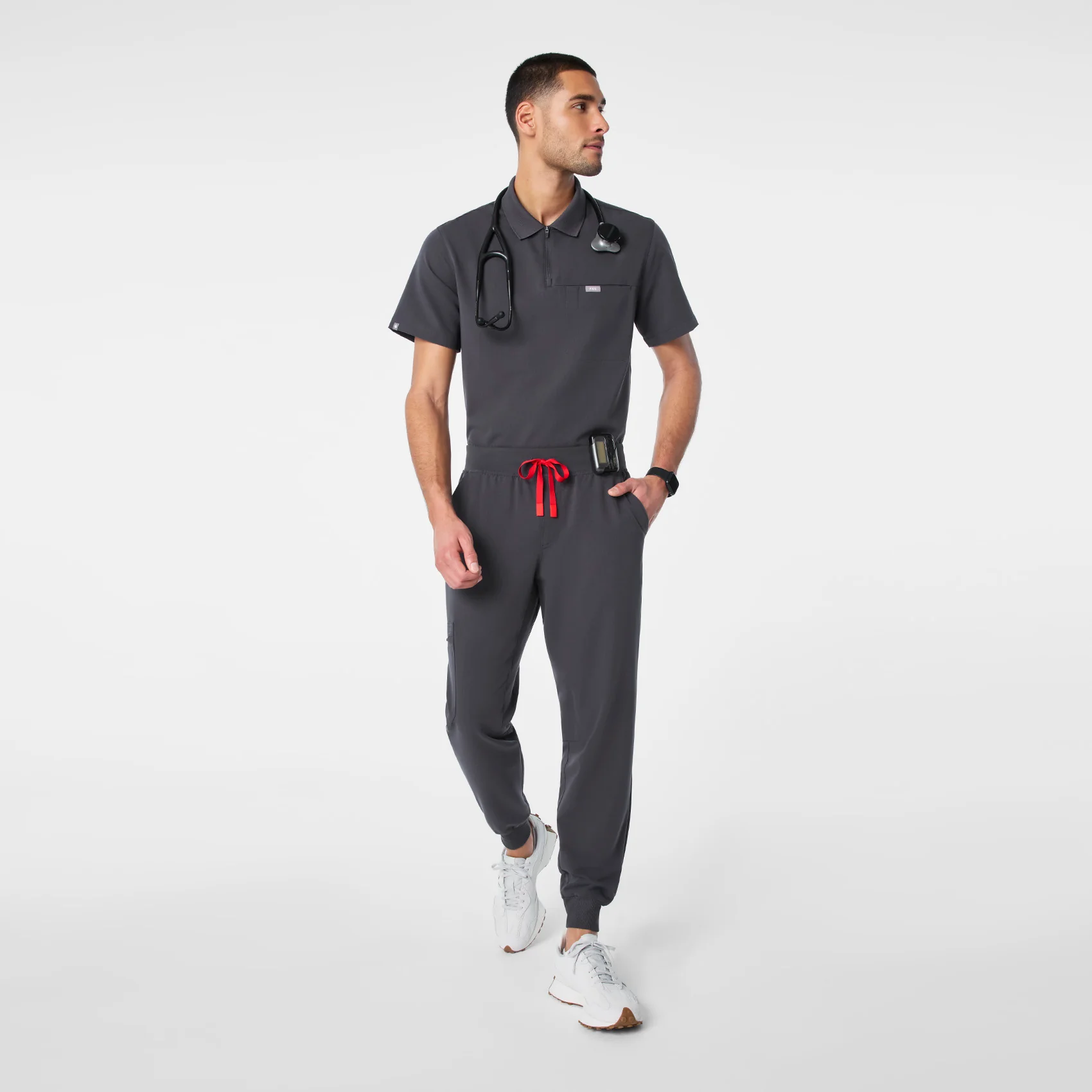 men's Charcoal Jasper Polo - Scrub Top - Image 2