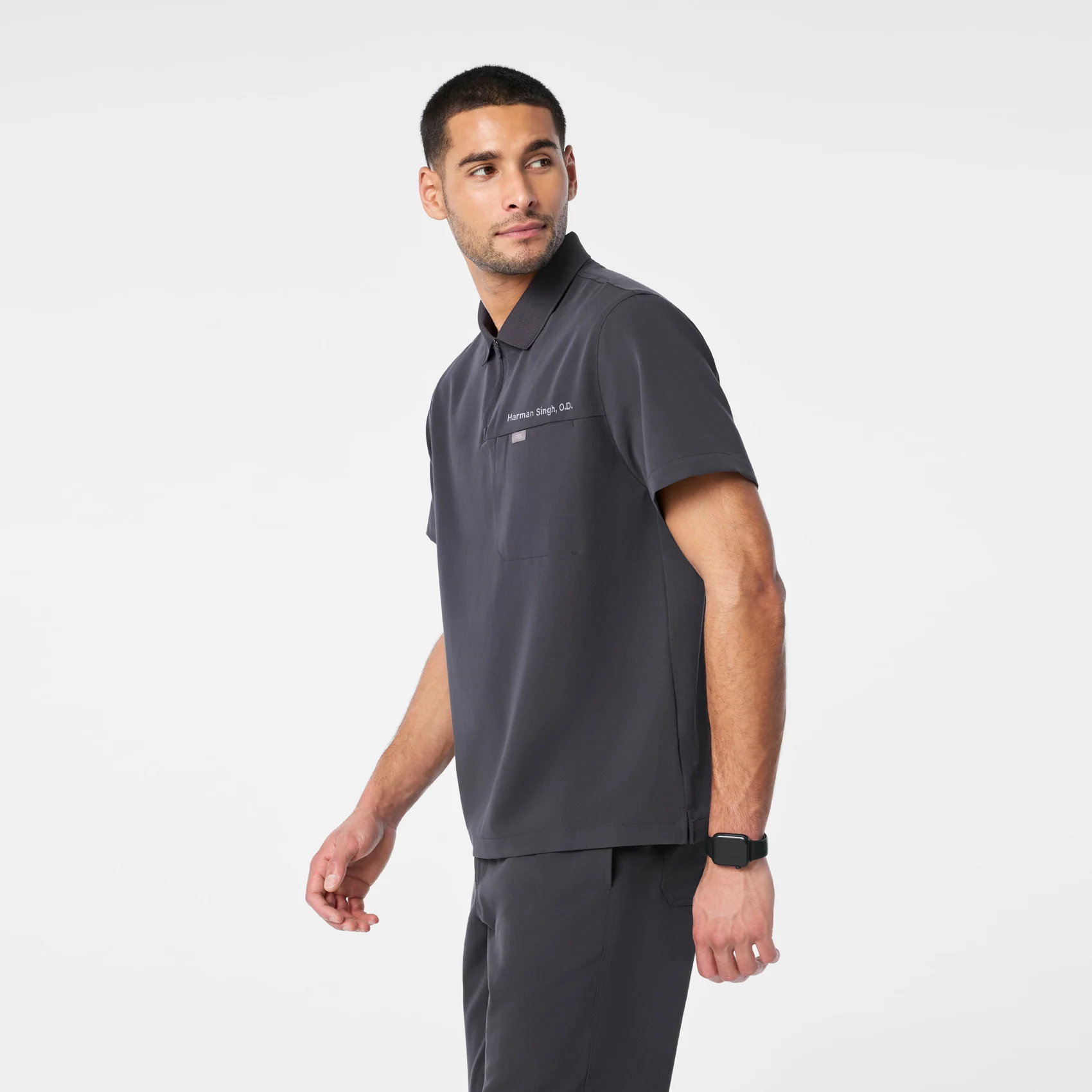 men's Charcoal Jasper Polo - Scrub Top - Image 3