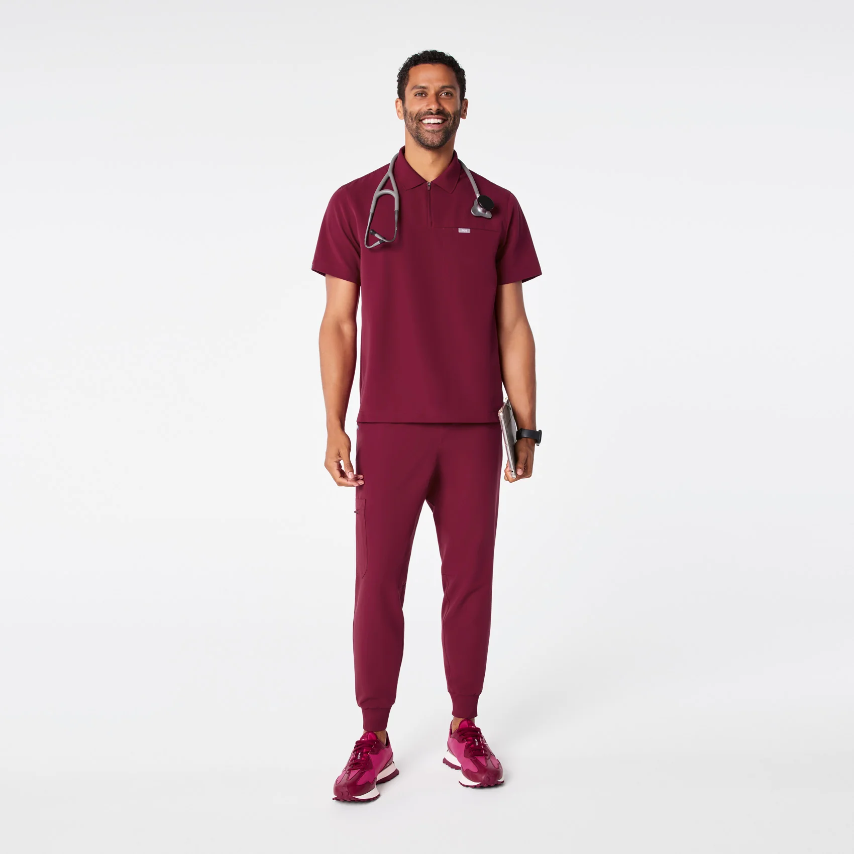 men's Deep Cranberry Jasper Polo - Scrub Top - Image 5