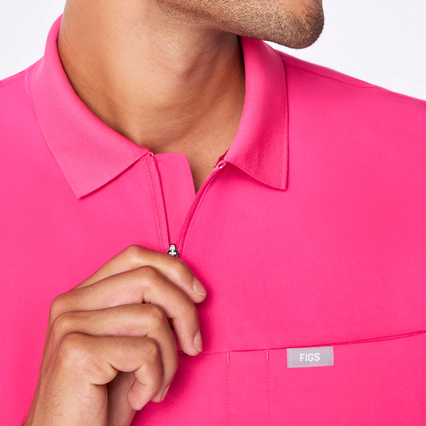 men's Shocking Pink Jasper Polo - Scrub Top - Image 8