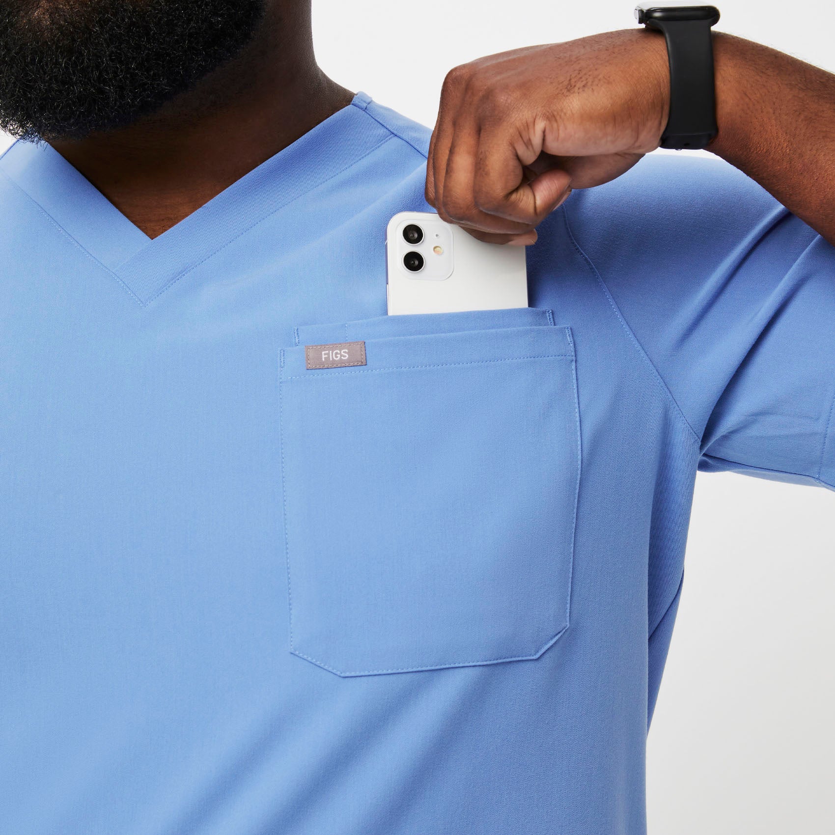 men's Ceil Blue Leonā¢- Three-Pocket Scrub Top (3XL - 6XL) - Image 5
