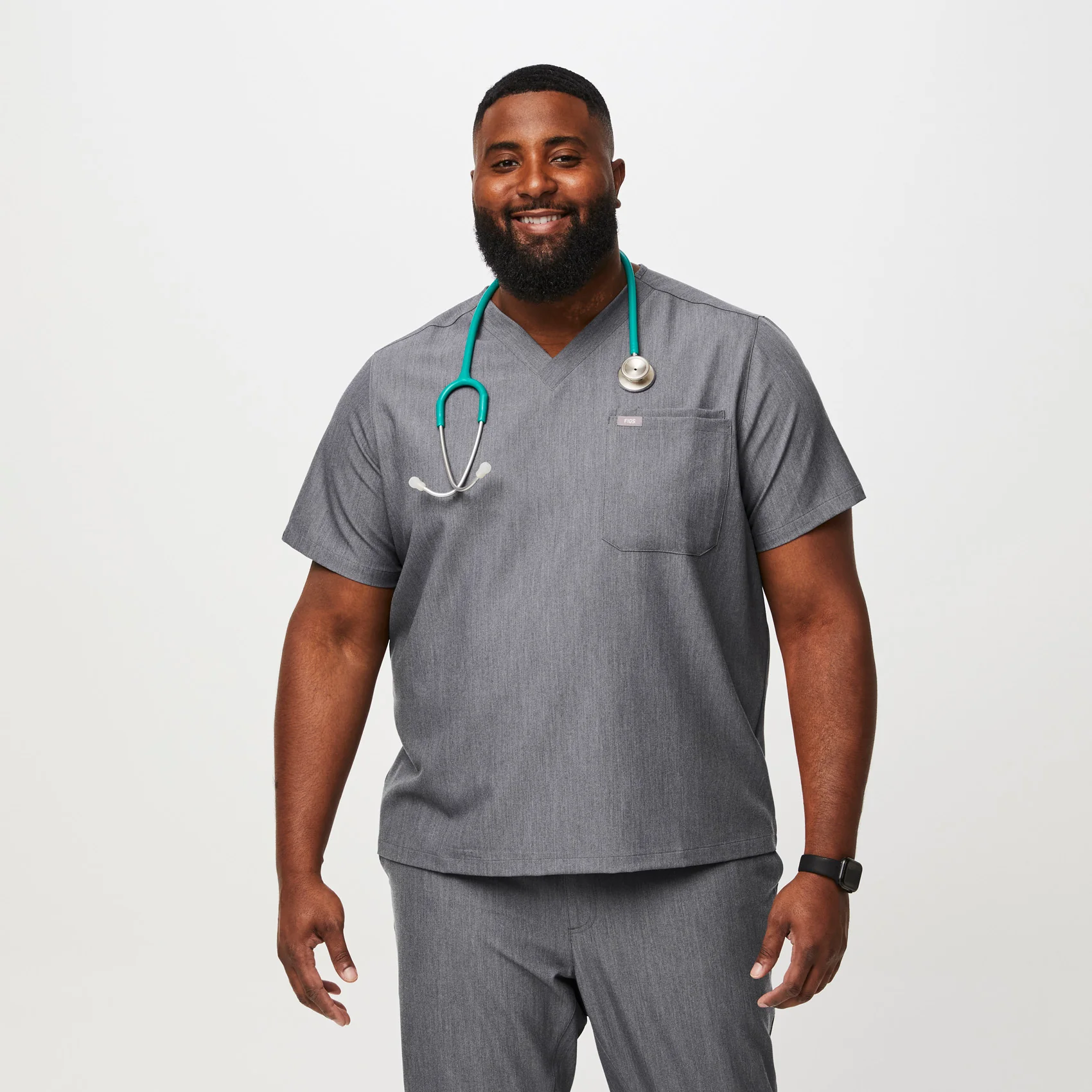 men's Graphite Leon™- Three-Pocket Scrub Top (3XL - 6XL)