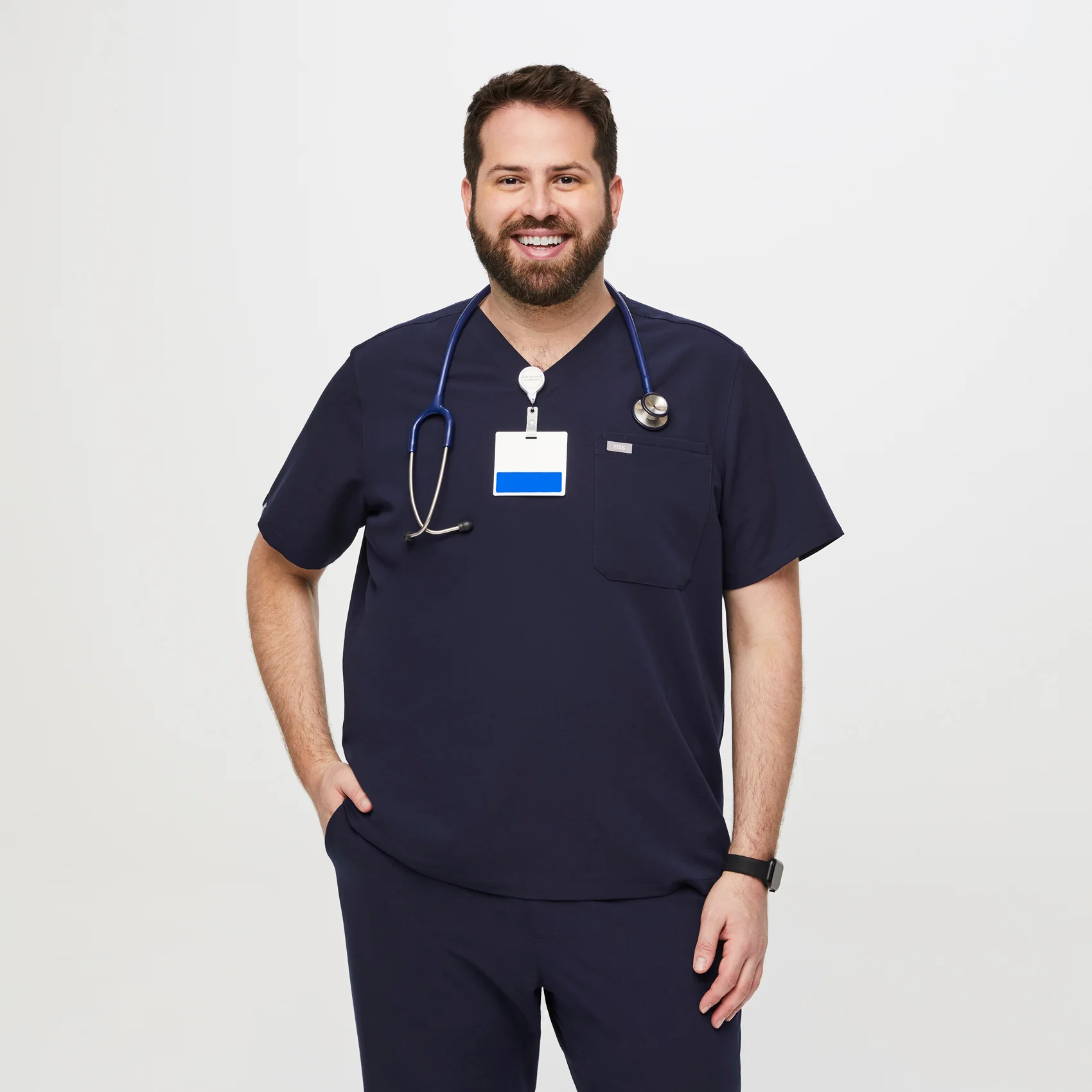 men's Navy Leon™- Three-Pocket Scrub Top (3XL - 6XL)