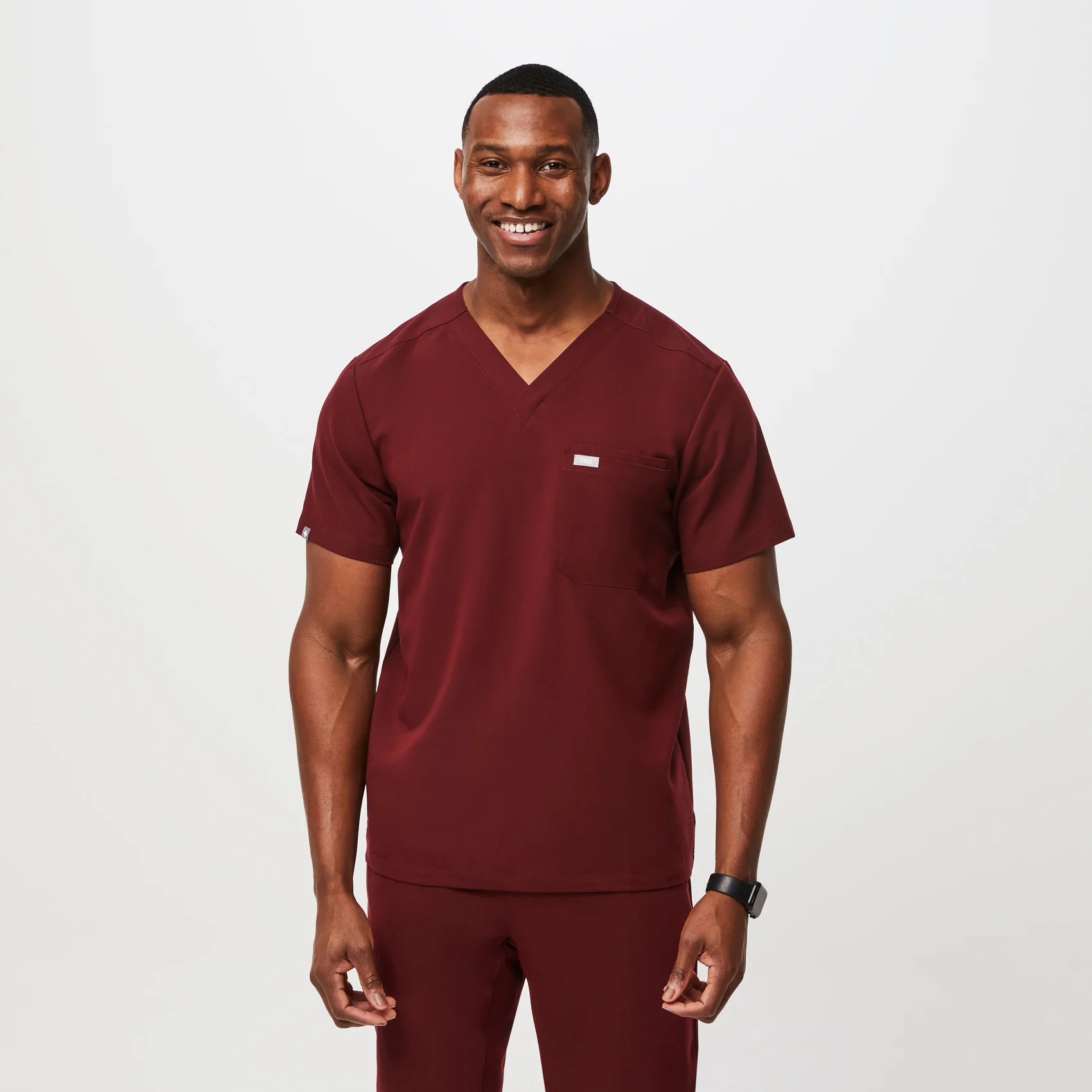 Men's Burgundy Leon⢠- Three-Pocket Scrub Top