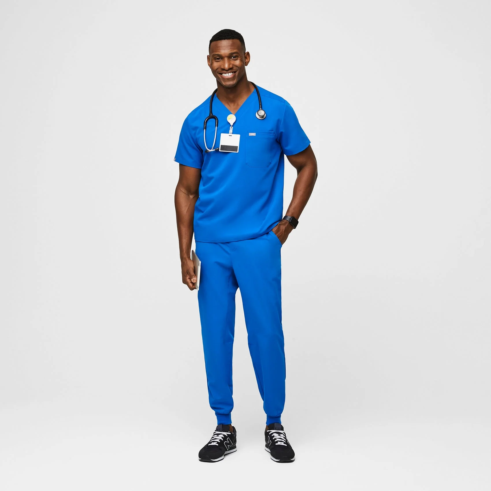 Men's Royal Blue Leon™ - Three-Pocket Scrub Top - Image 2