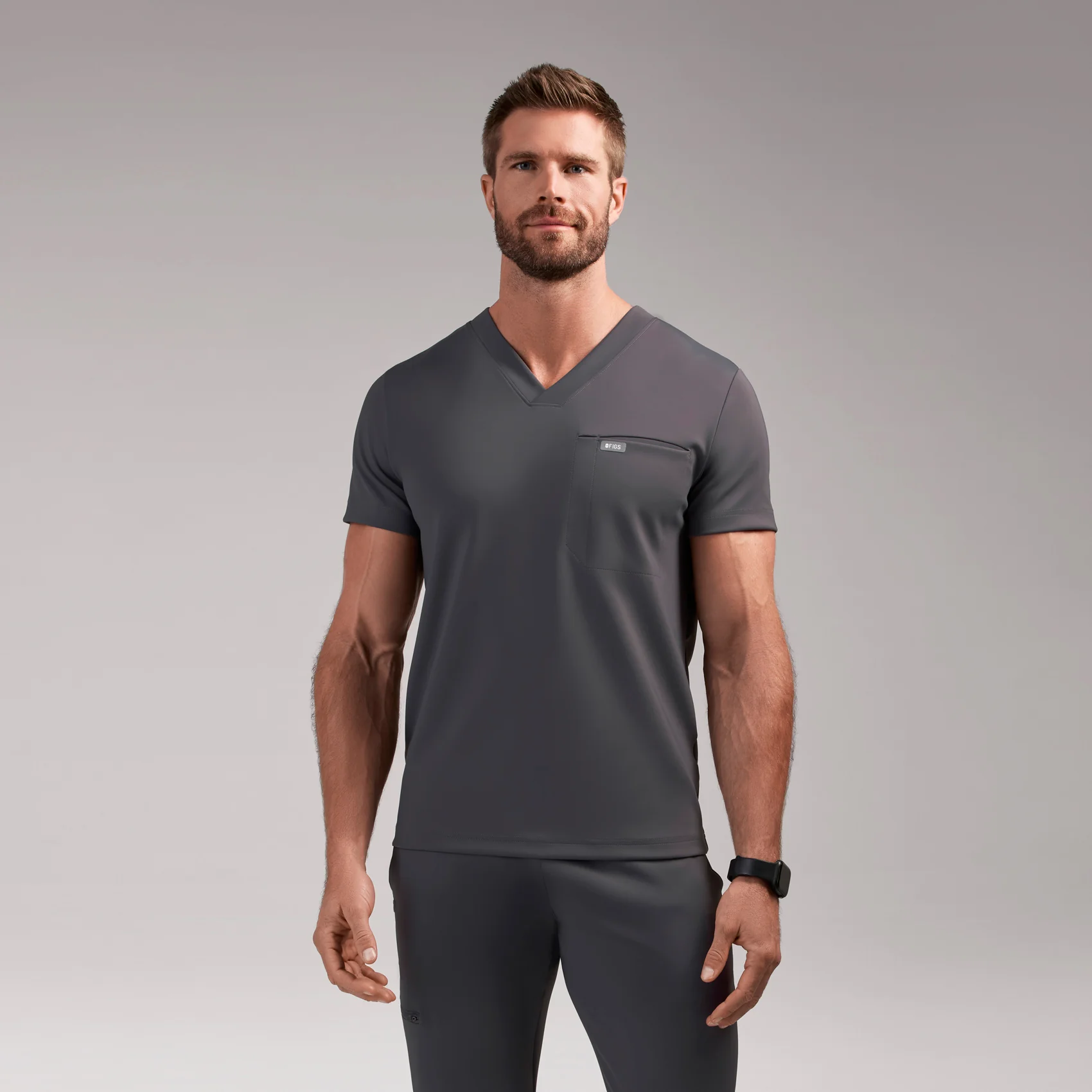 men's Charcoal Logan FORMx Slim V-Neck - Scrub Top™