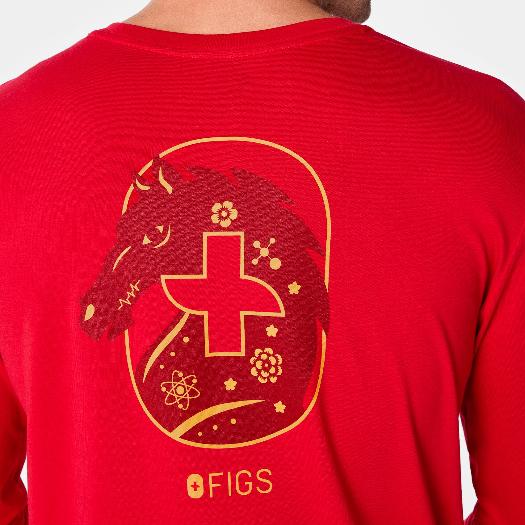 men's Pop Red Luck Looks Good On You Supersoft - Longsleeve Underscrub - Image 2