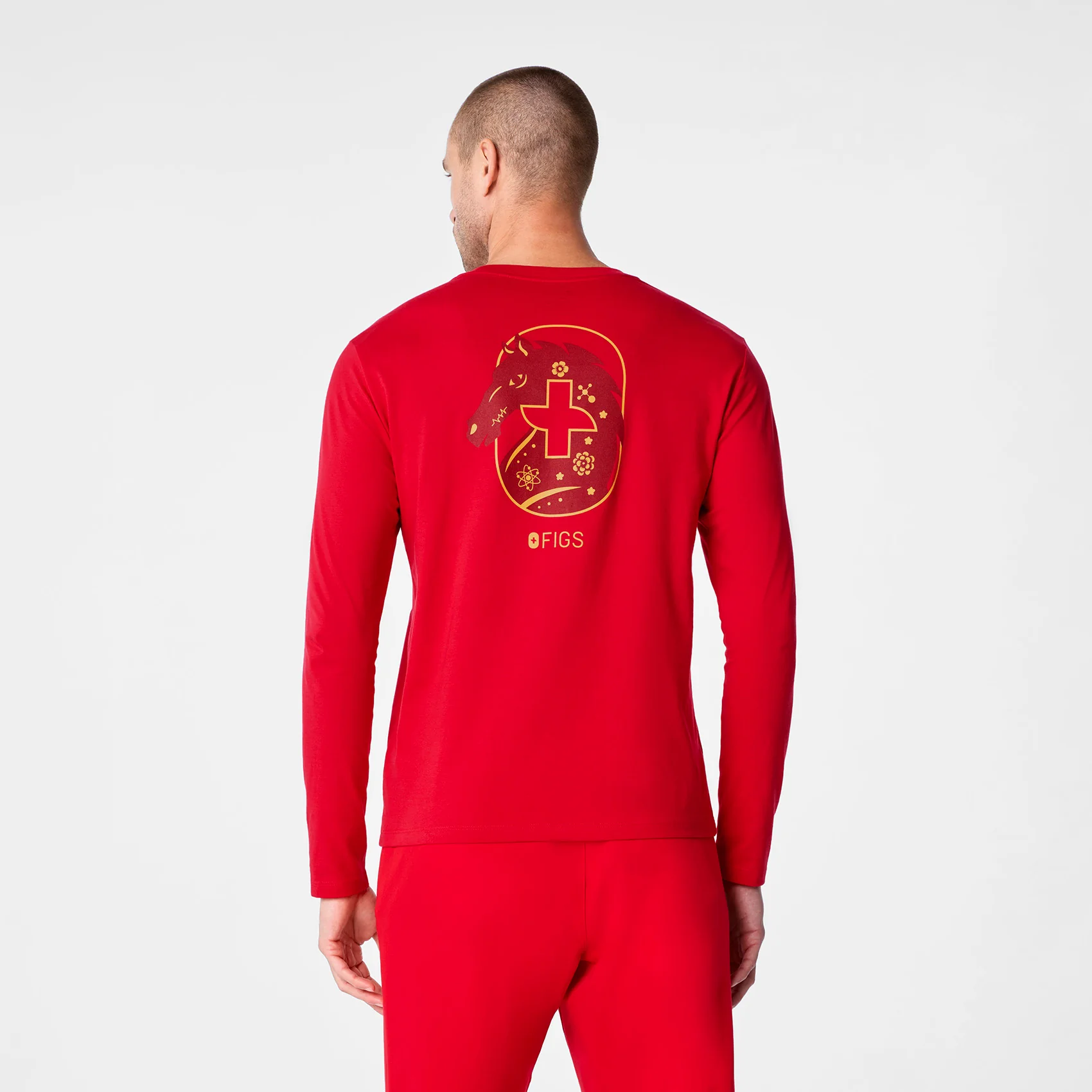 men's Pop Red Luck Looks Good On You Supersoft - Longsleeve Underscrub - Image 5
