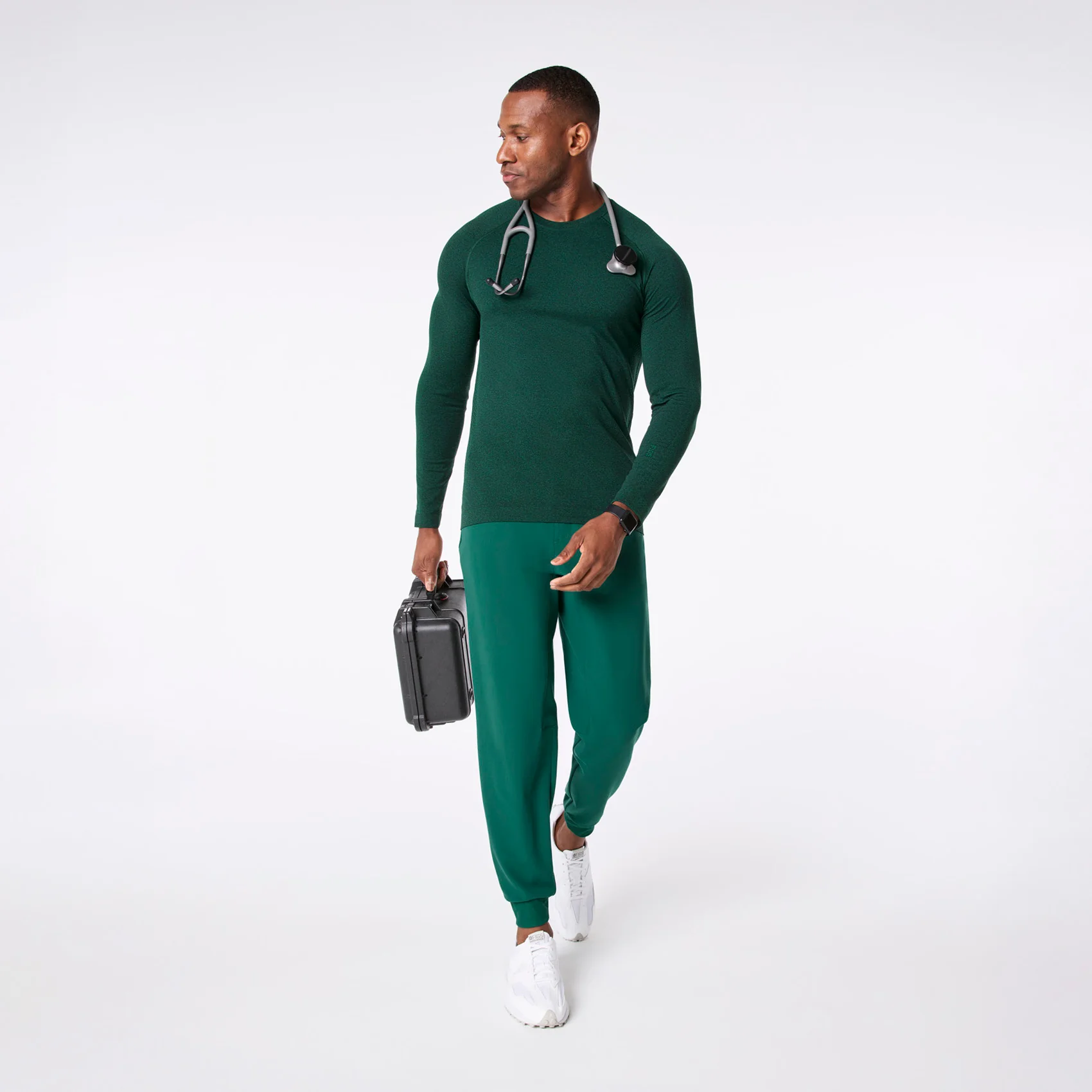 men's Hunter Green Makato Seamless - Longsleeve Underscrub - Image 2