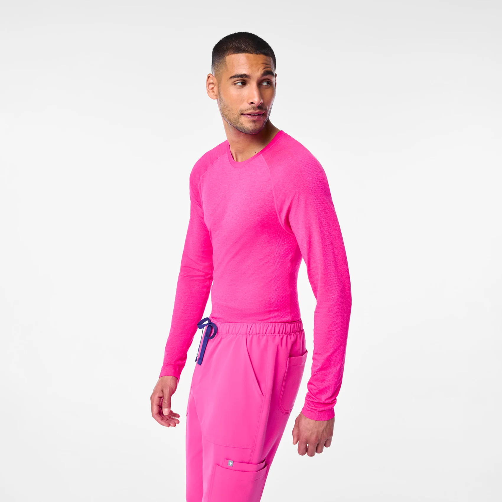 men's Rapid Response Pink Makato Seamless - Longsleeve Underscrub - Image 3