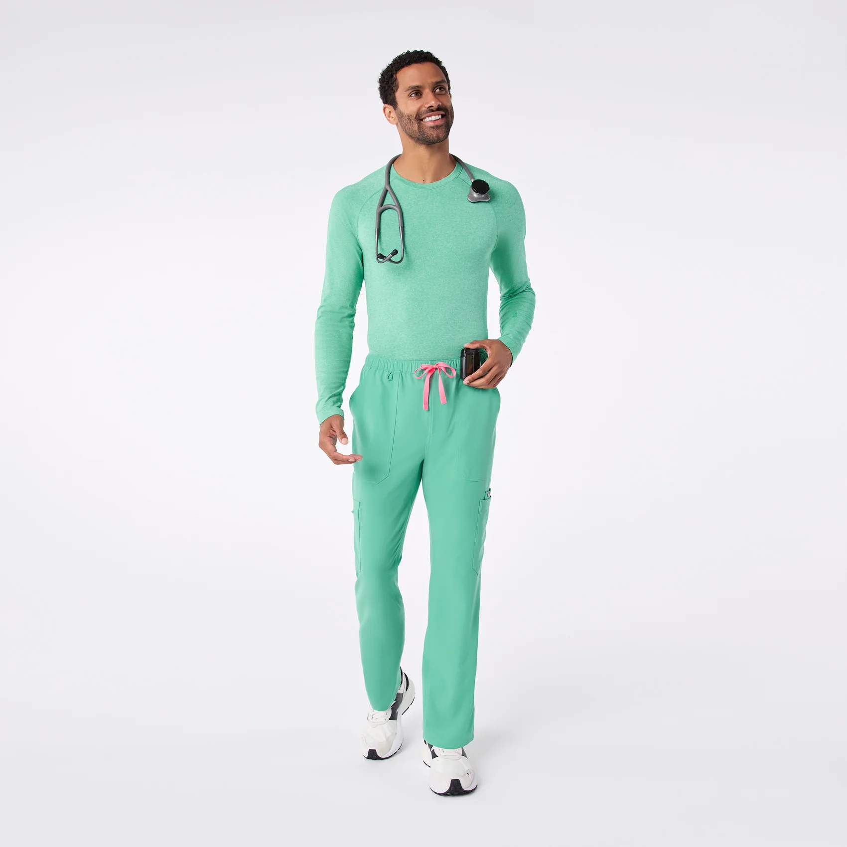 men's Surgical Green Makato Seamless - Longsleeve Underscrub - Image 2