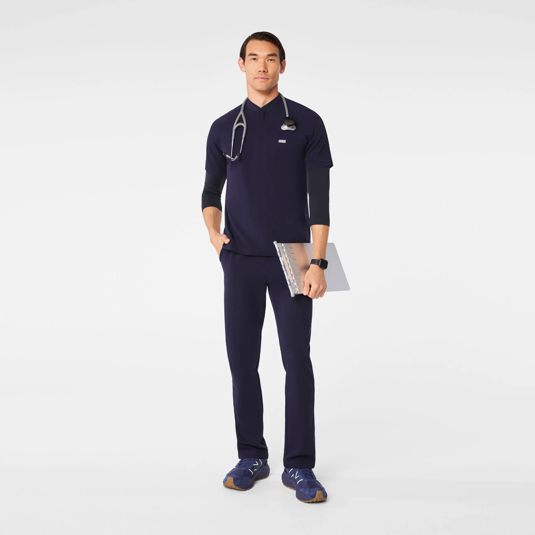 men's Navy Makato Seamless ¾ Sleeve - Underscrub - Image 2