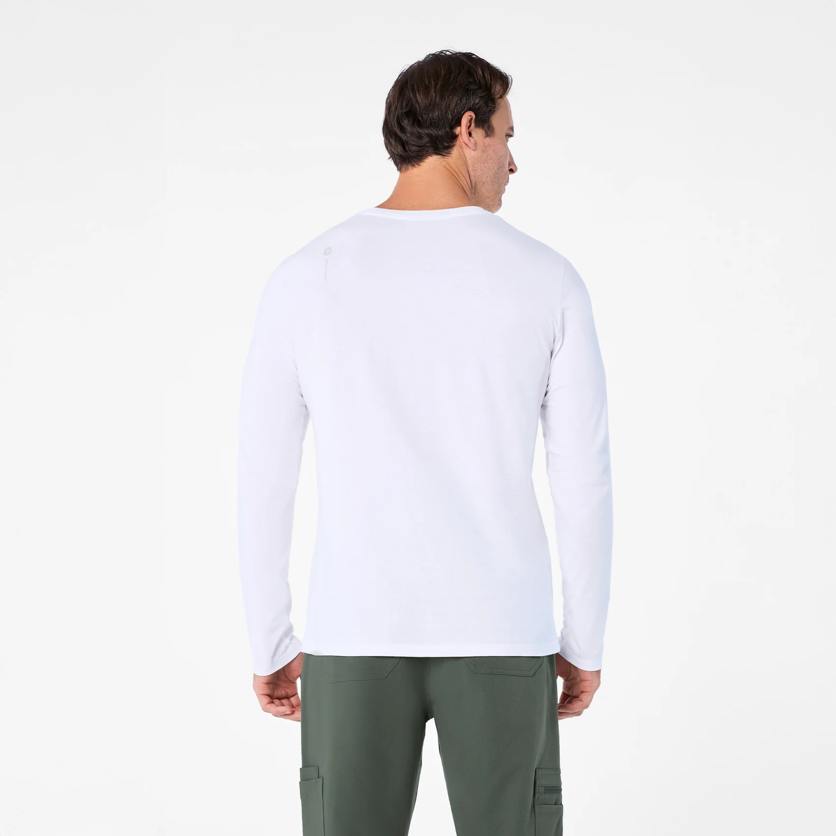 men's Optic White My First Name is Doctor Supersoft - Longsleeve Underscrub - Image 4