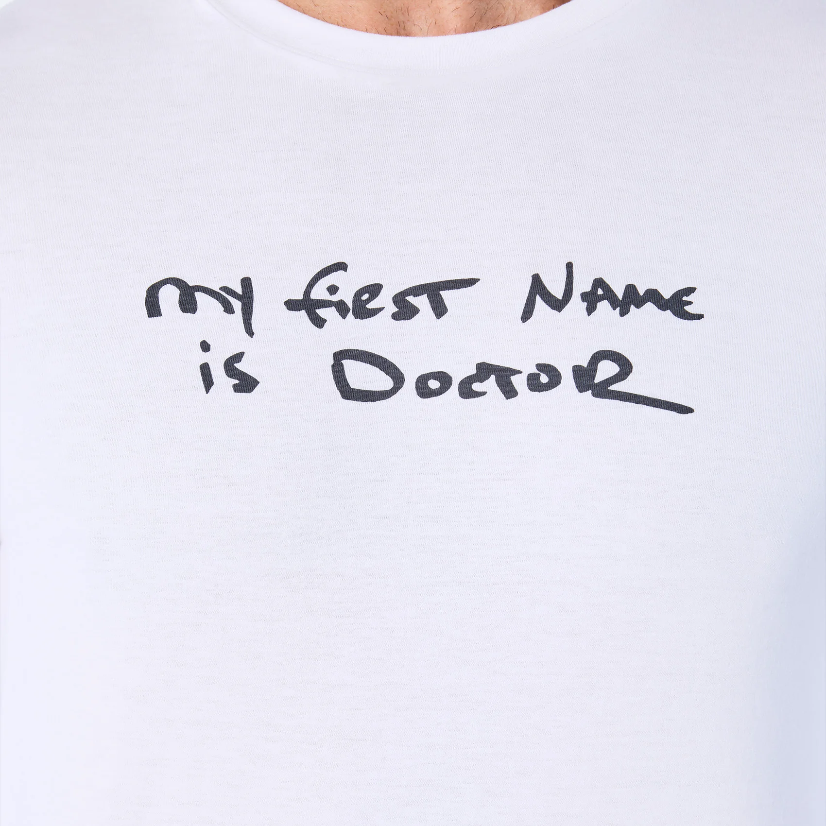 men's Optic White My First Name is Doctor Supersoft - Longsleeve Underscrub - Image 5