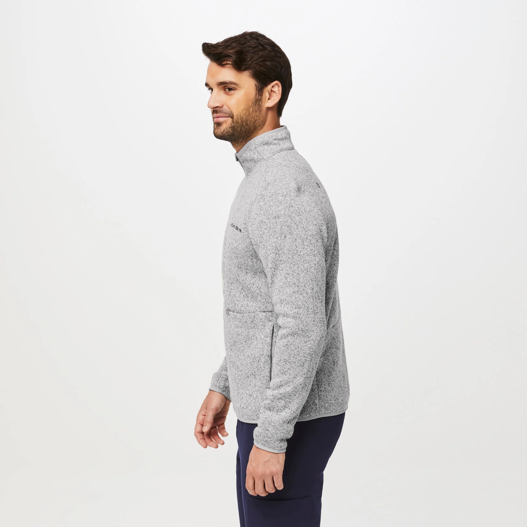 men's Heather Light Grey On-Shift™- Sweater Knit Jacket - Image 4