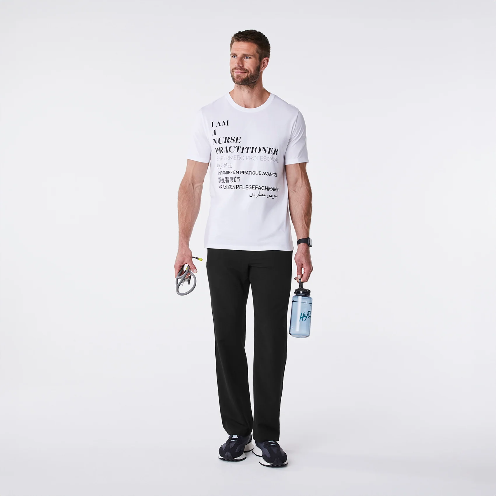 men's White Nurse Practitioner Supersoft - Shortsleeve Underscrub - Image 2