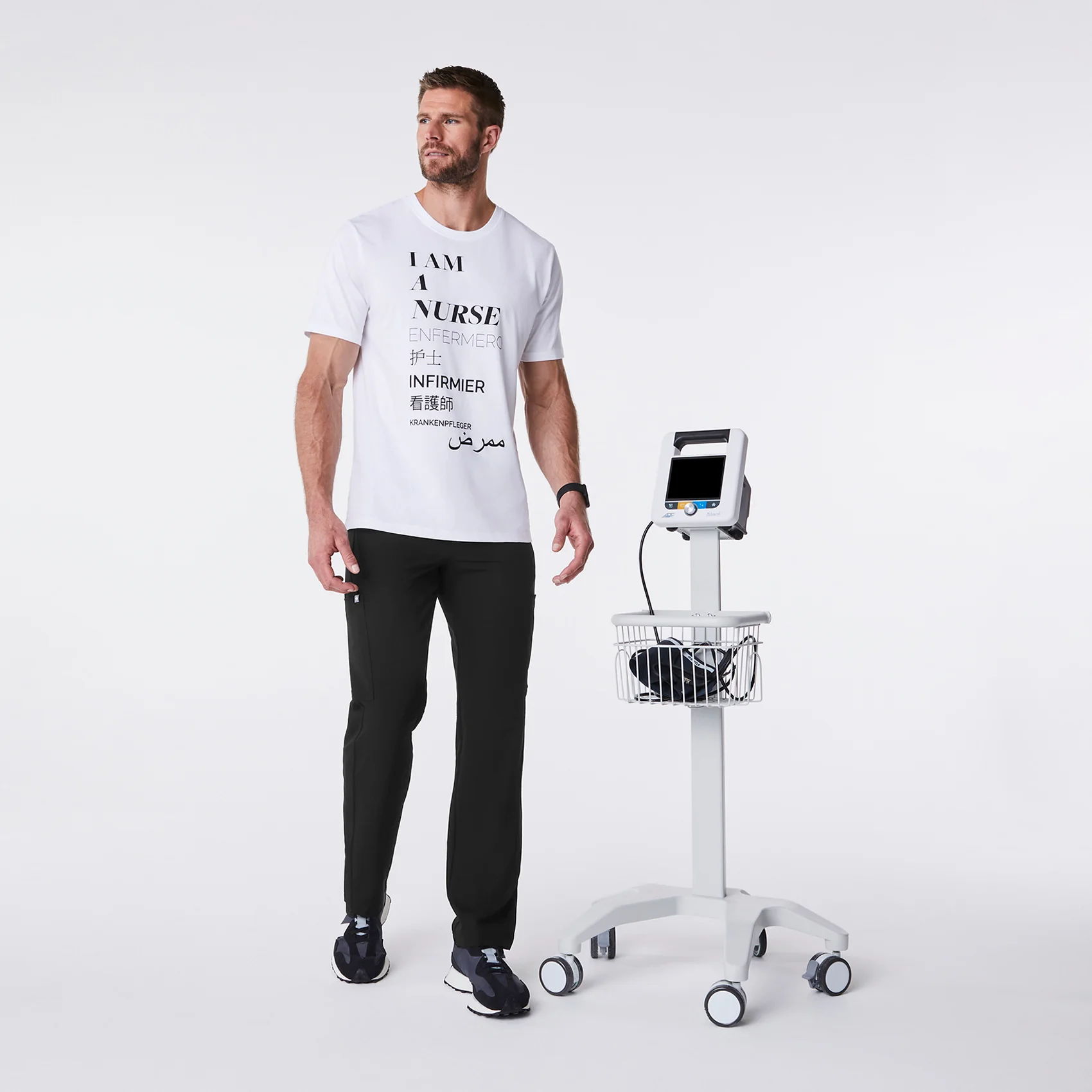 men's White Nurse Supersoft - Shortsleeve Underscrub - Image 2