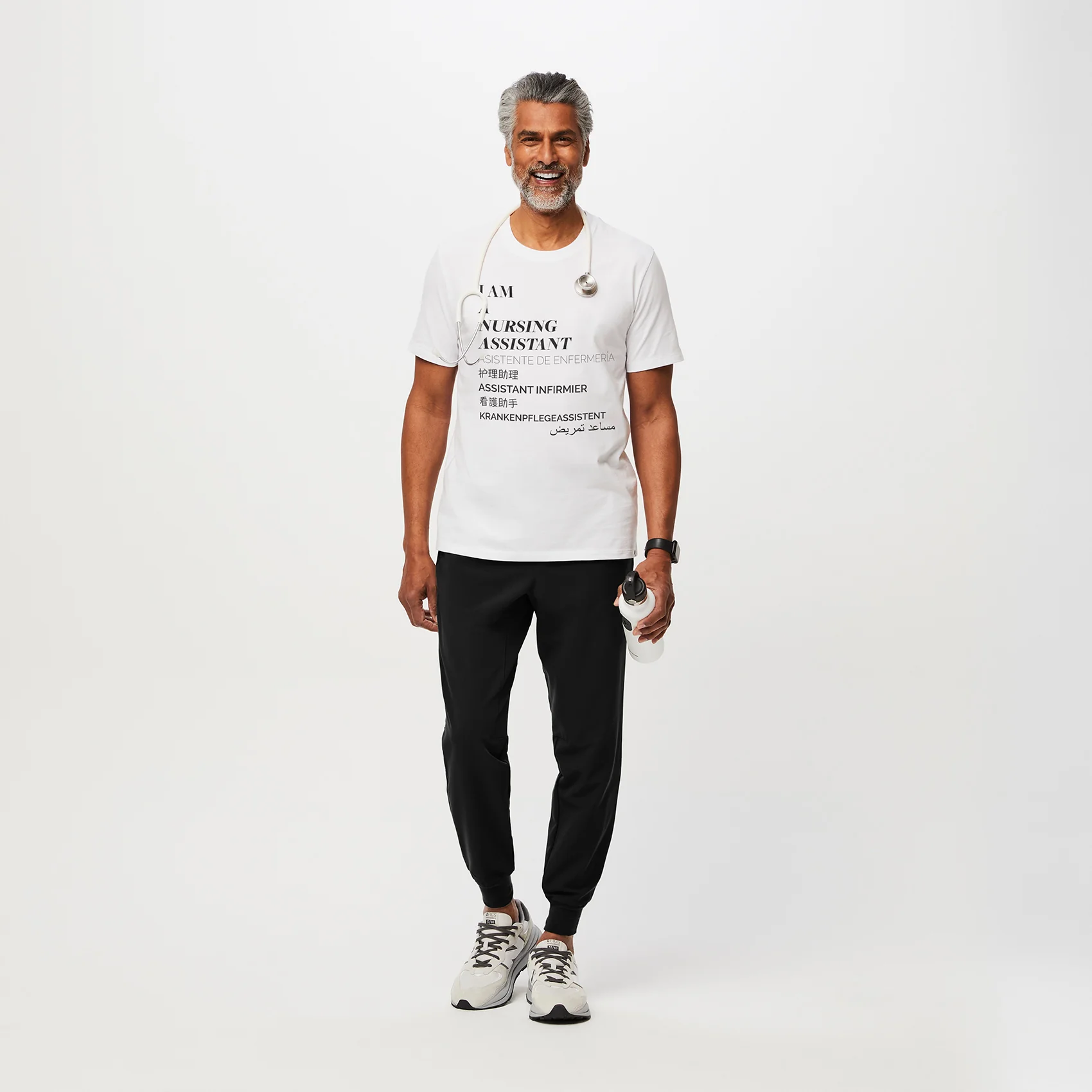men's White Nursing Assistant Supersoft - Shortsleeve Underscrub - Image 2