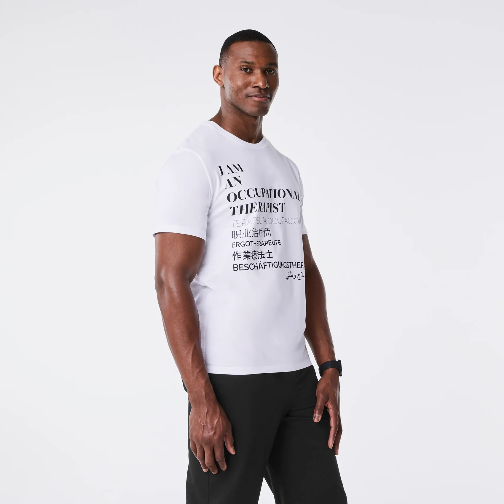 men's White Occupational Therapist Supersoft - Shortsleeve Underscrub - Image 3