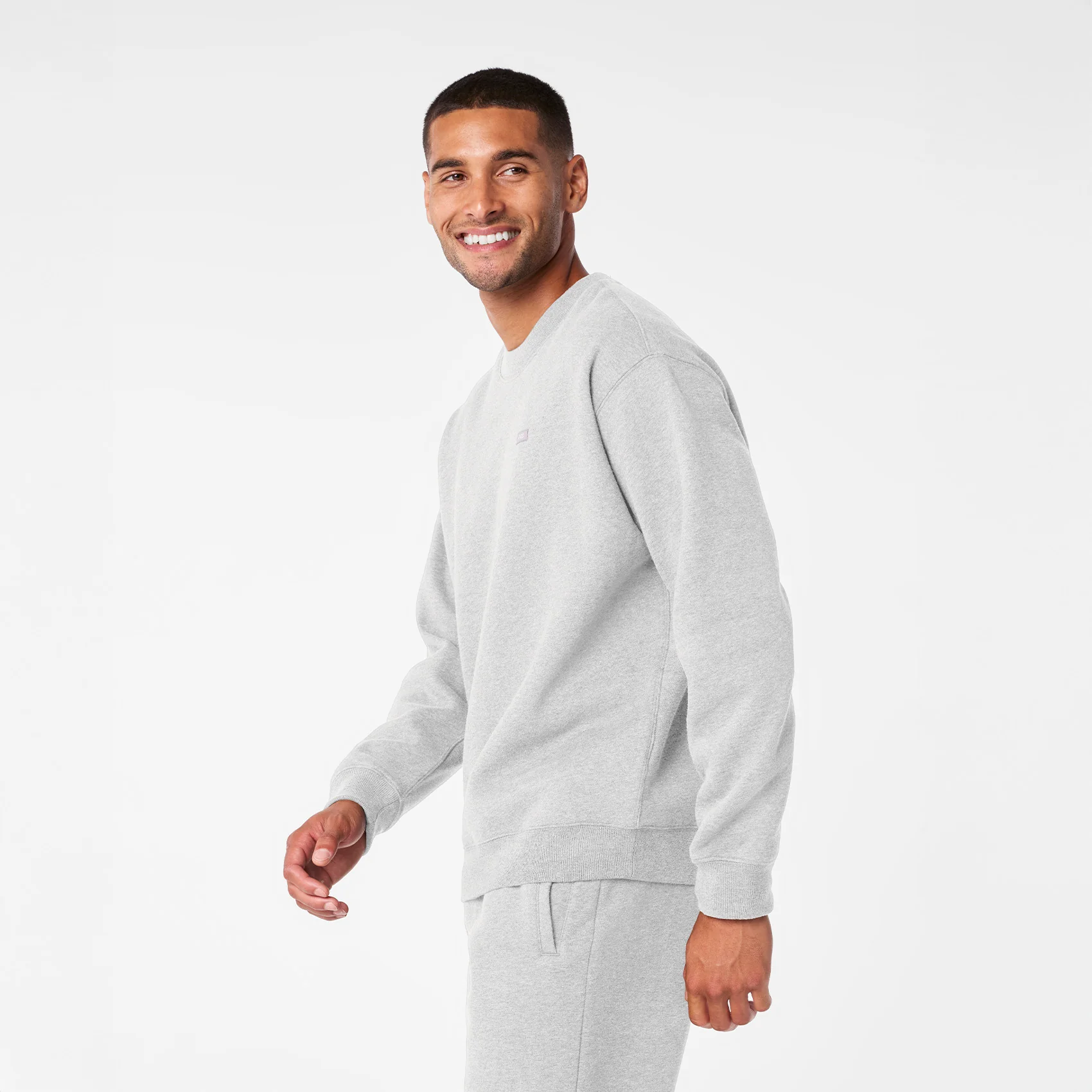 men's Heather Grey Off-Shift Relaxed - Crewneck Sweatshirt™ - Image 3
