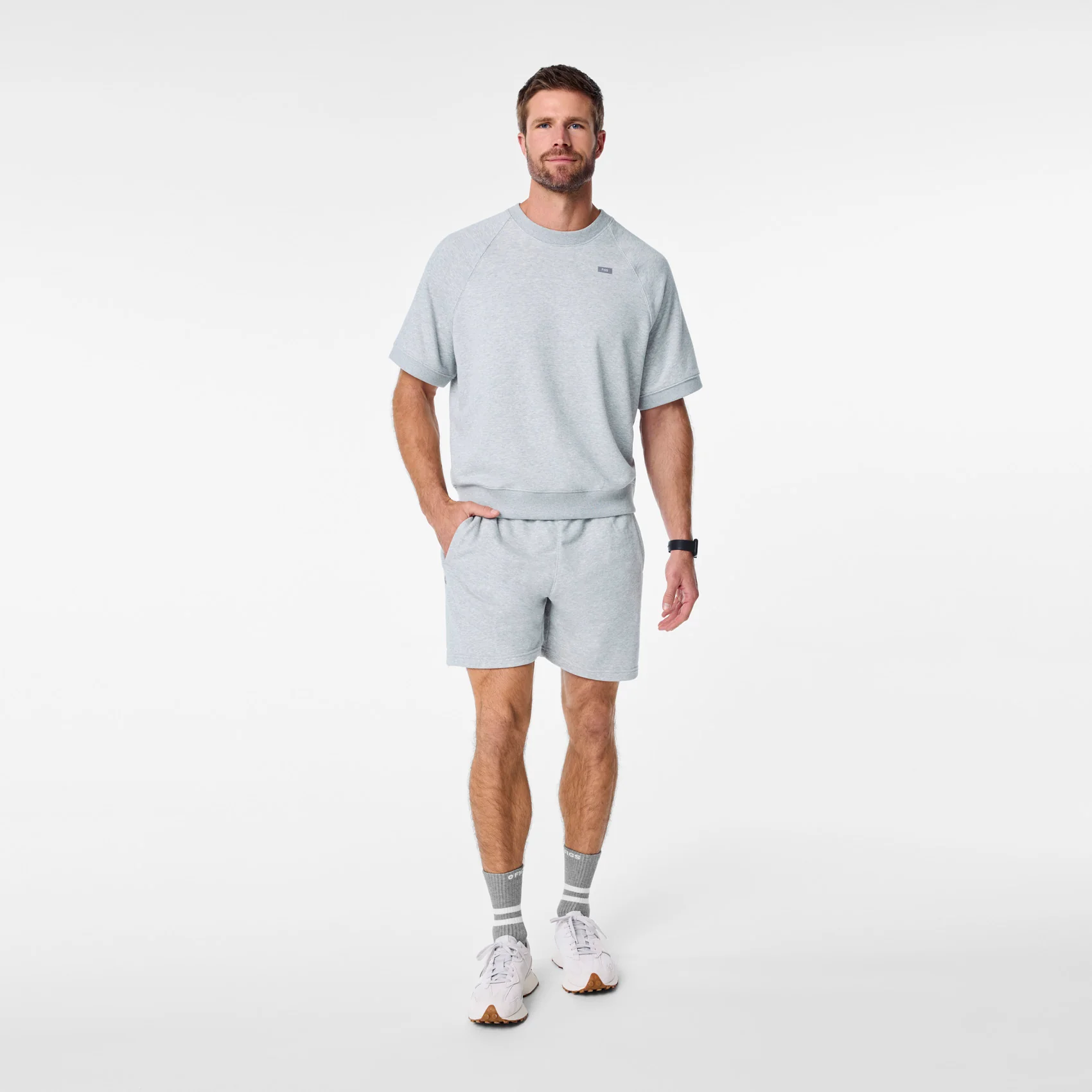men's Heather Grey Off-Shift - Shortsleeve Sweatshirt™ - Image 2