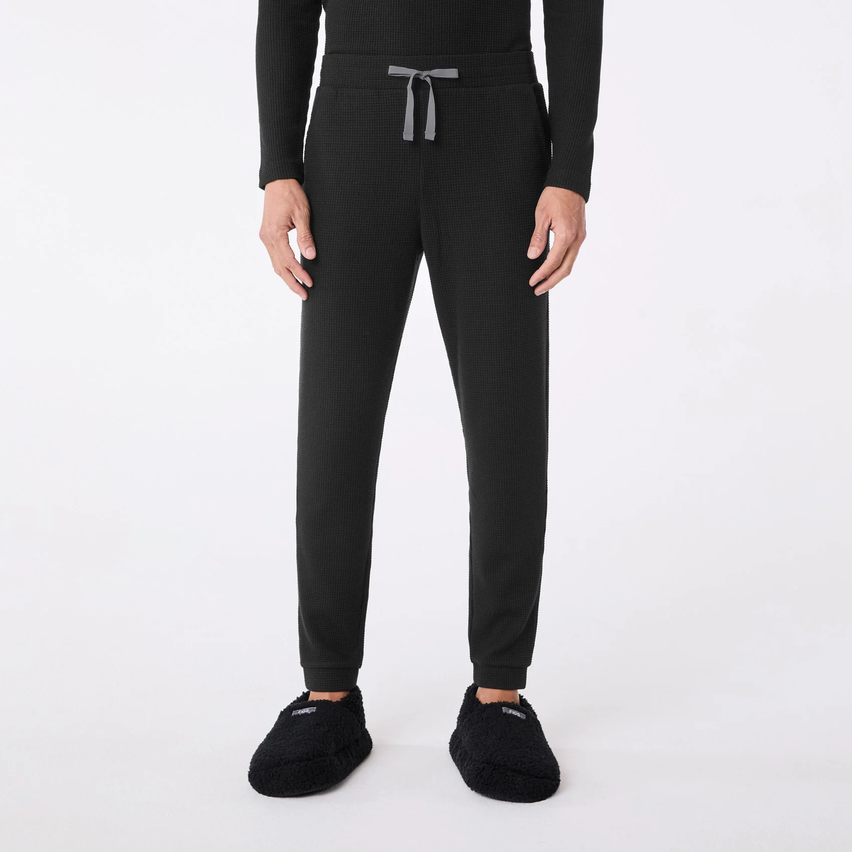 men's Black Off-Shift Waffle - Jogger Sweatpantâ˘