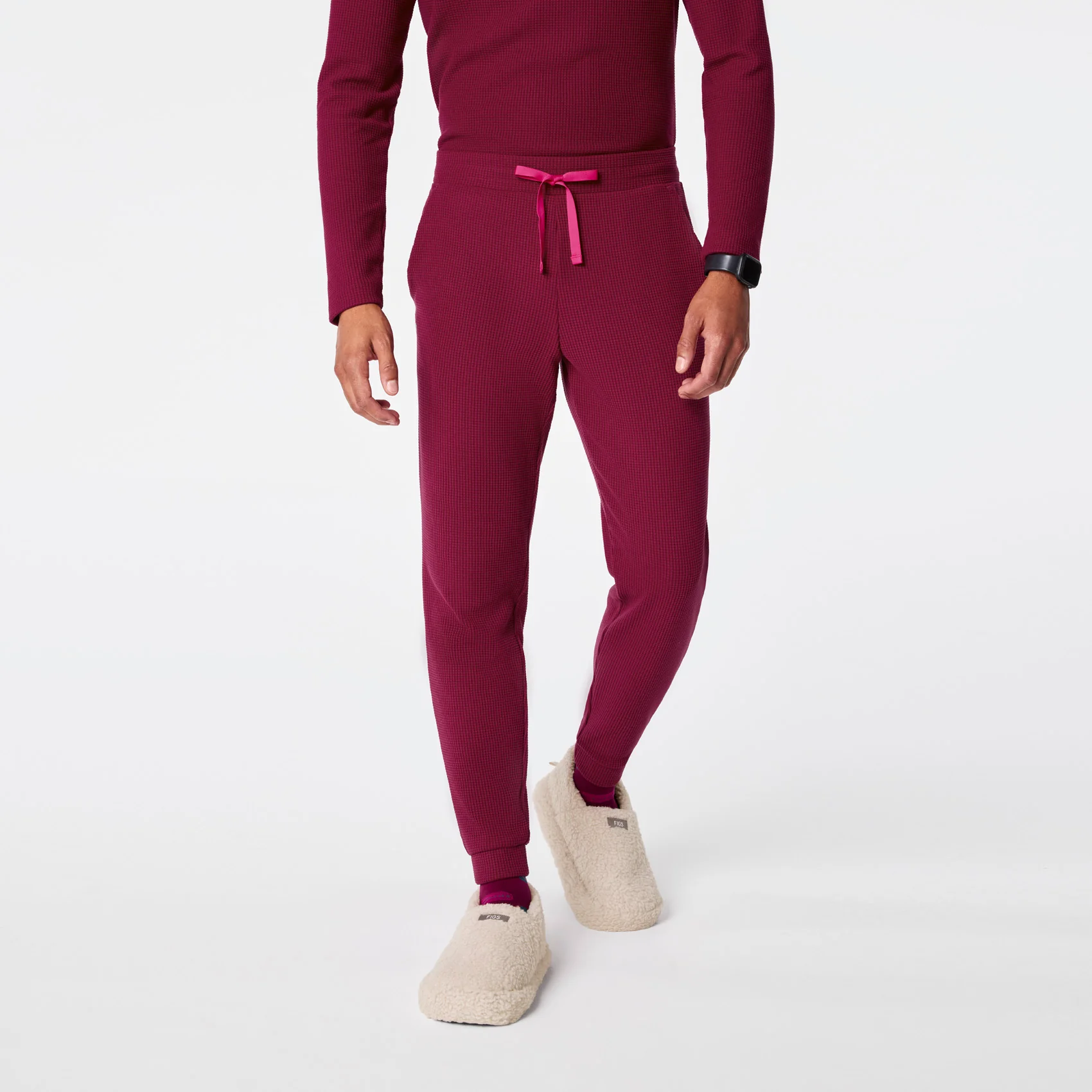 men's Deep Cranberry Off-Shift Waffle - Jogger Sweatpantâ˘