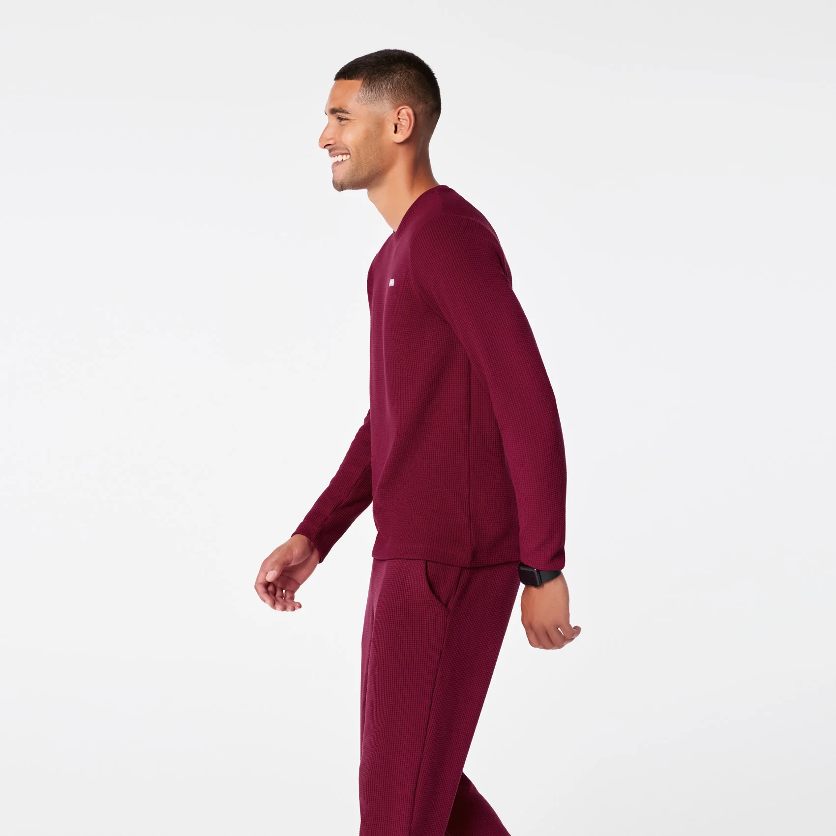 men's Deep Cranberry Off-Shift Waffle - Longsleeve Top™ - Image 3