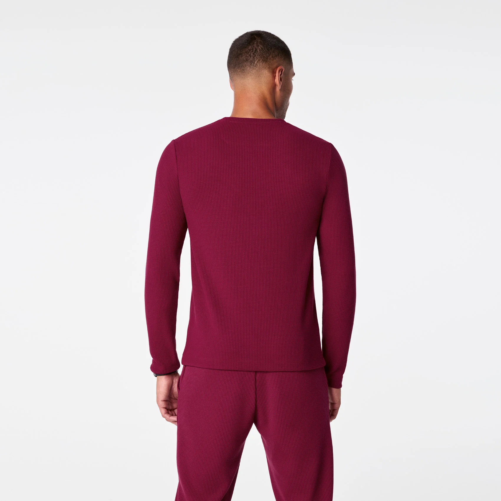 men's Deep Cranberry Off-Shift Waffle - Longsleeve Top™ - Image 4