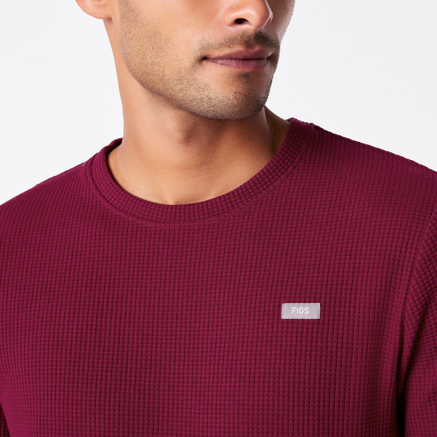 men's Deep Cranberry Off-Shift Waffle - Longsleeve Top™ - Image 5