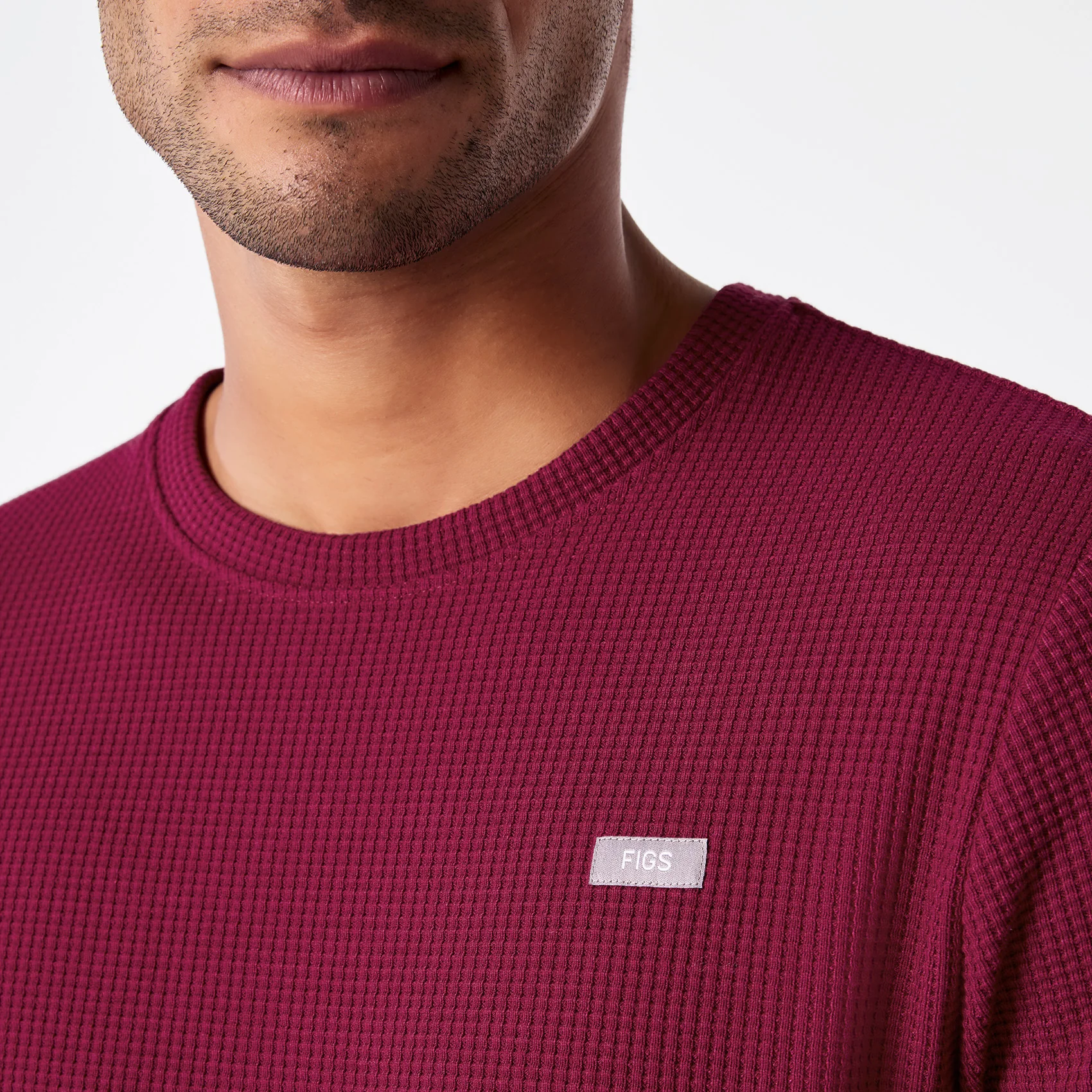 men's Deep Cranberry Off-Shift Waffle - Longsleeve Top™ - Image 6