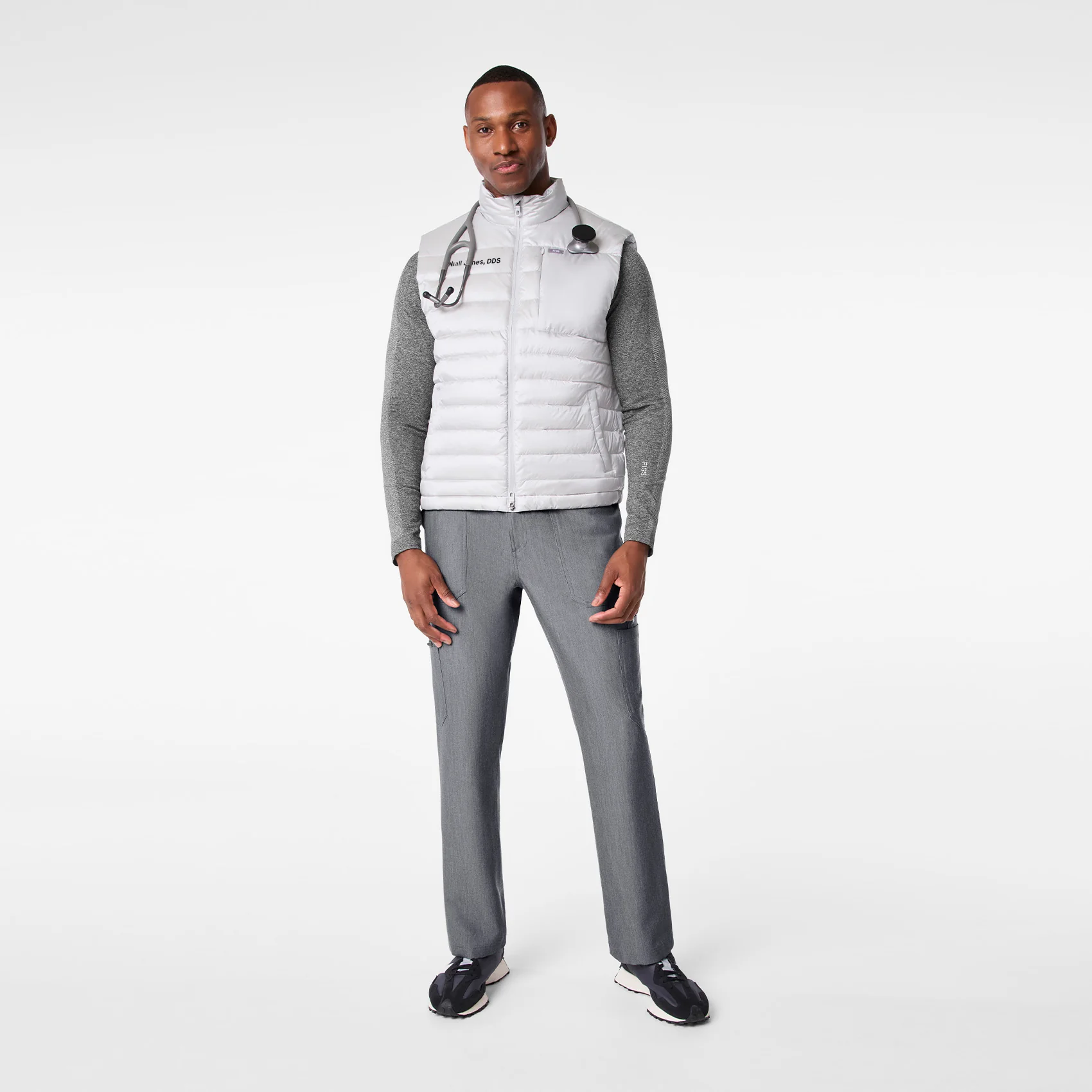 men's Silver Frost Metallic Puffer Vest - Image 2