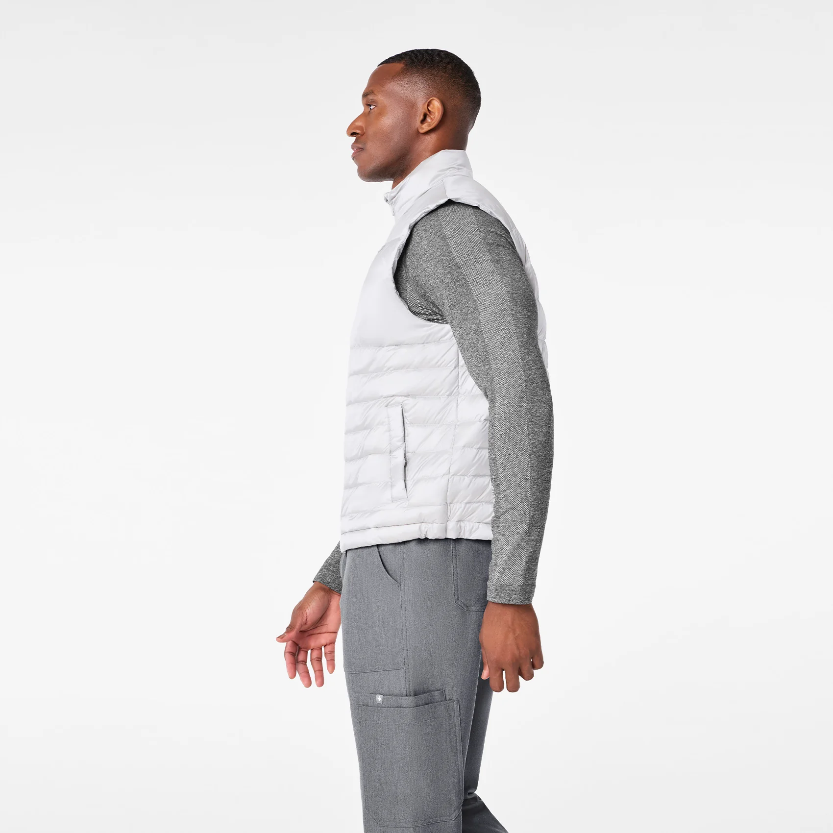 men's Silver Frost Metallic Puffer Vest - Image 3