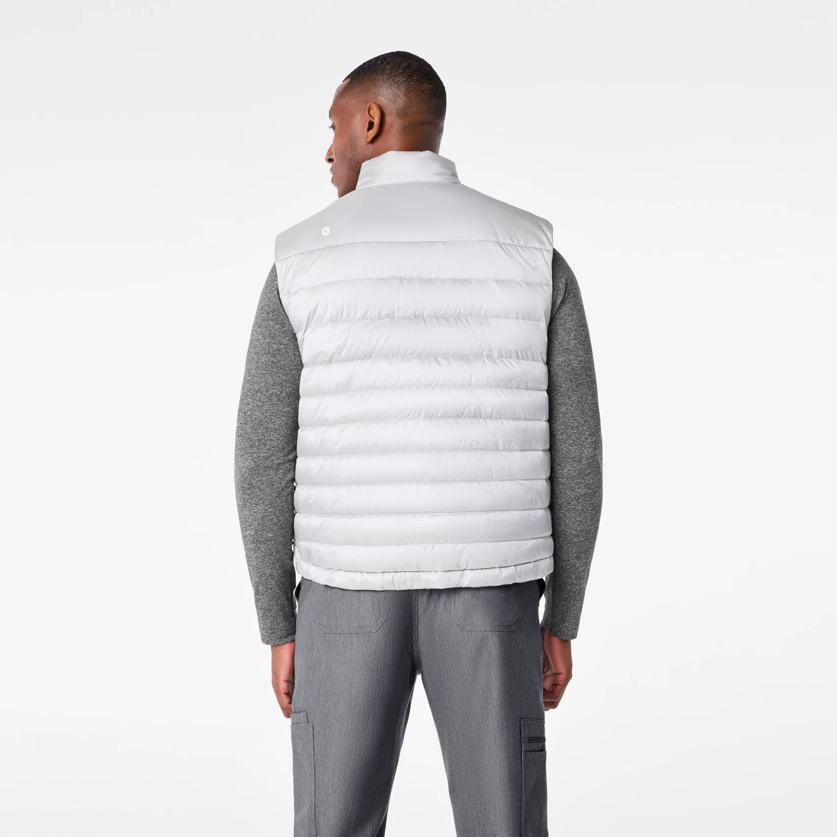 men's Silver Frost Metallic Puffer Vest - Image 4