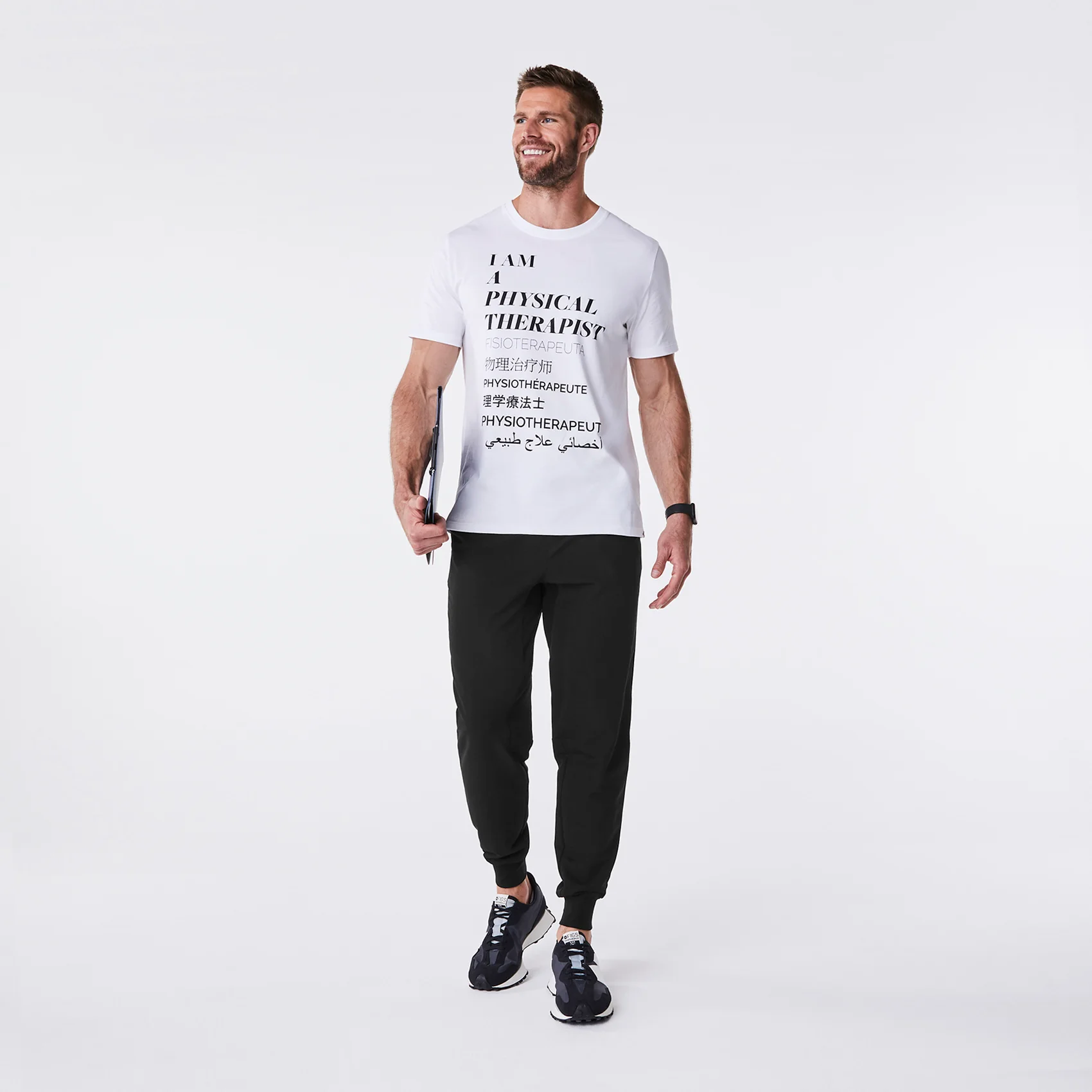men's White Physical Therapist Supersoft - Shortsleeve Underscrub - Image 2