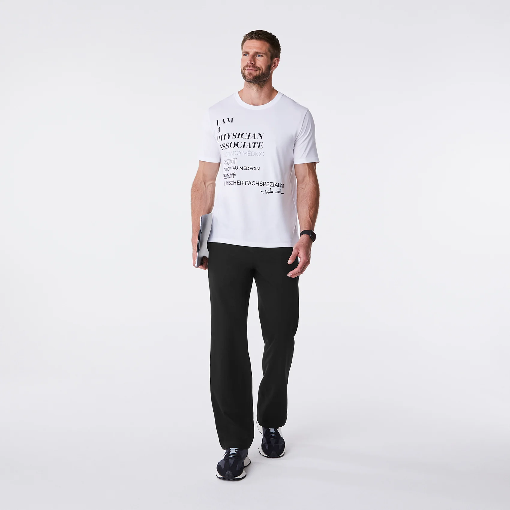 men's White Physician Associate Supersoft - Shortsleeve Underscrub - Image 2
