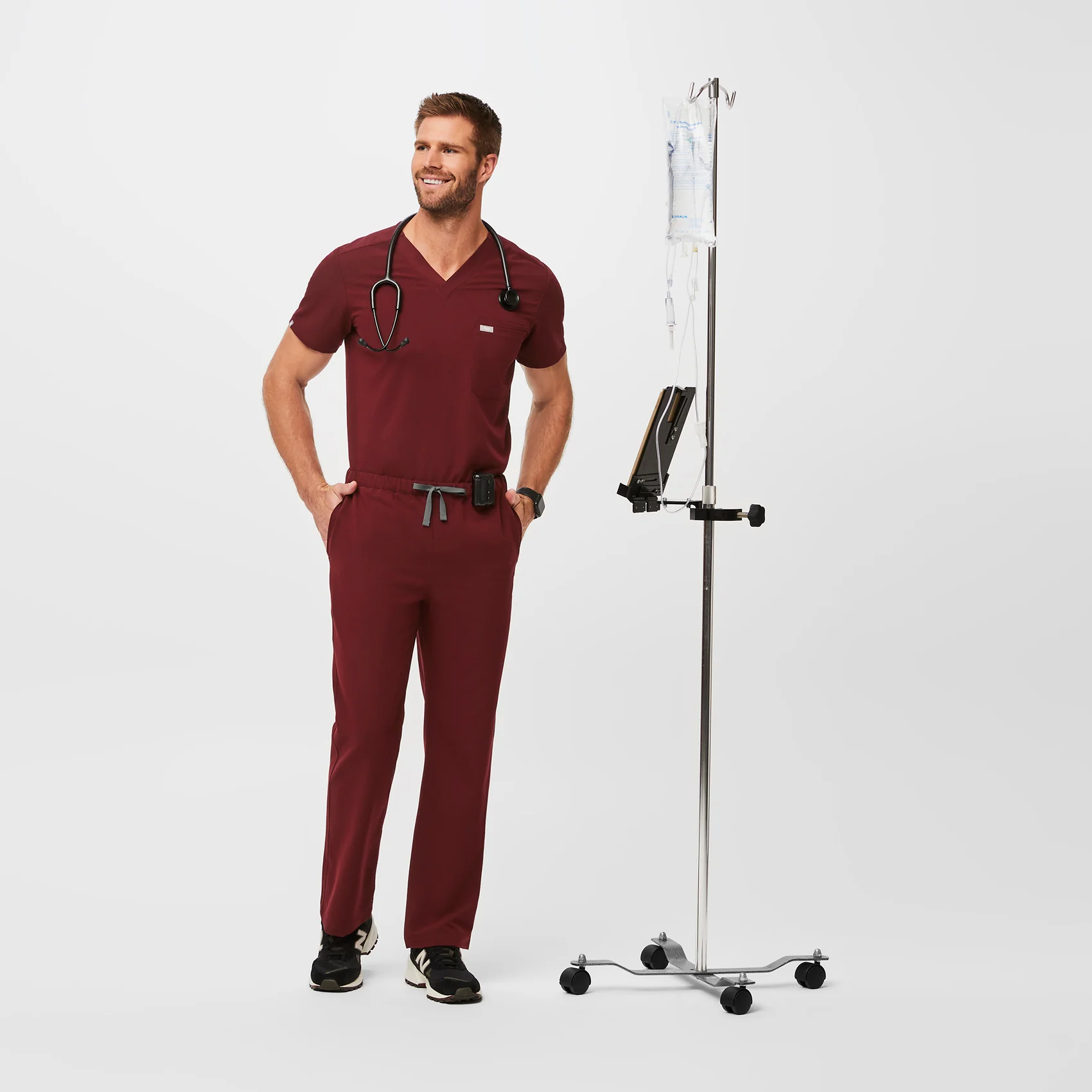 men's Burgundy Pisco™- Short Basic Scrub Pants (3XL - 6XL) - Image 2