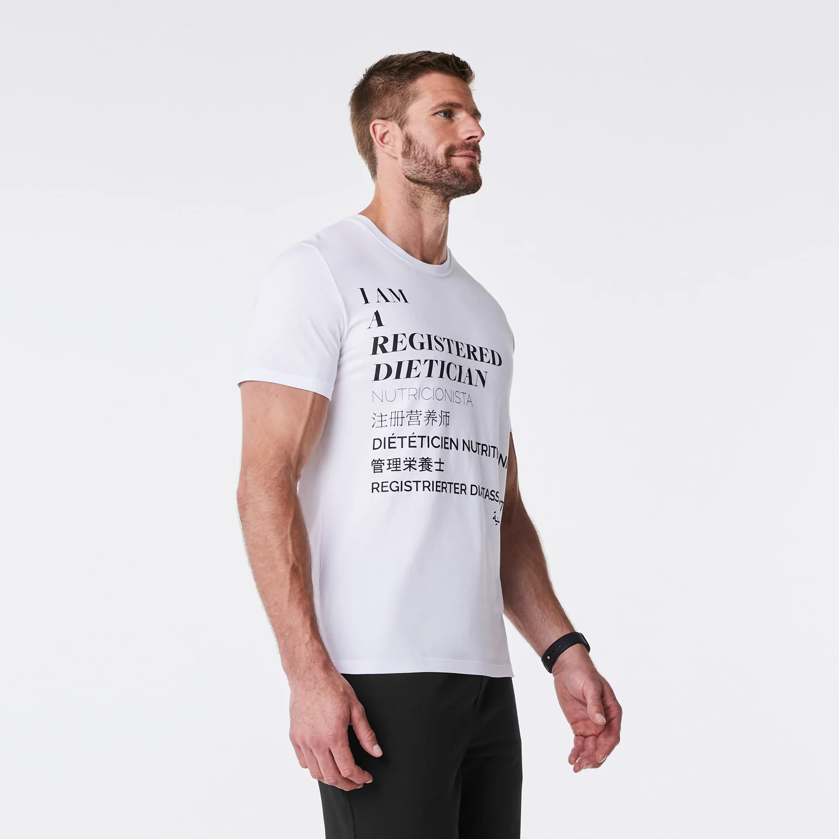 men's White Registered Dietician Supersoft - Shortsleeve Underscrub - Image 3