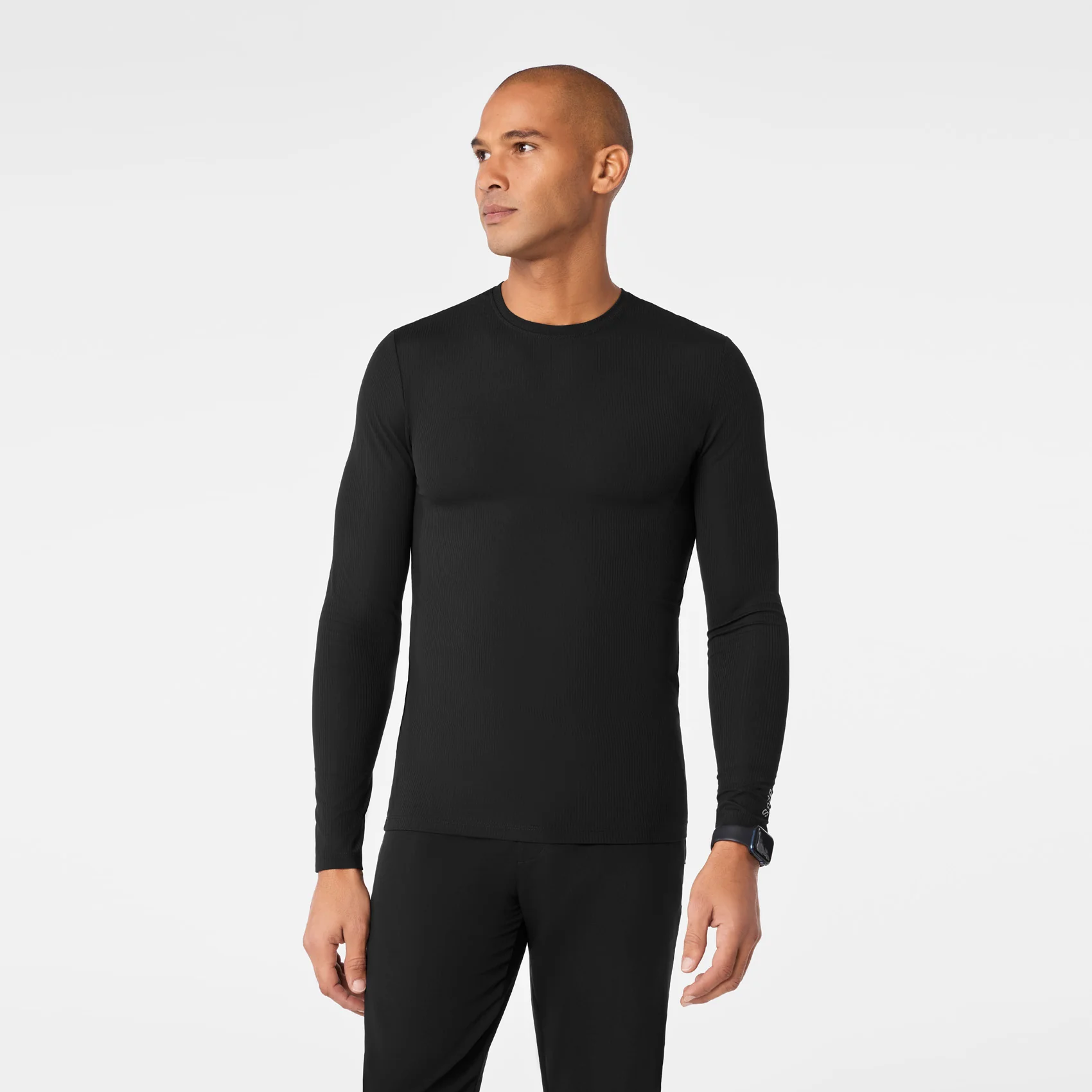 men's Black Ribbed - Longsleeve Underscrub